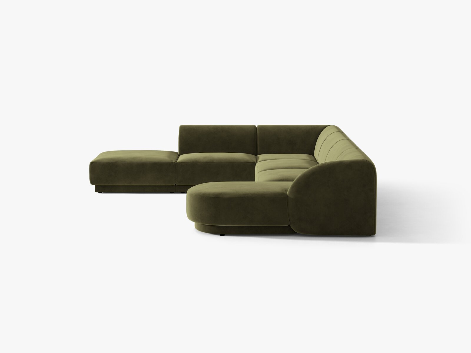 Micadoni Panorama-Ecksofa Miley 6-Sitzer Links Samt Bluvel Grün