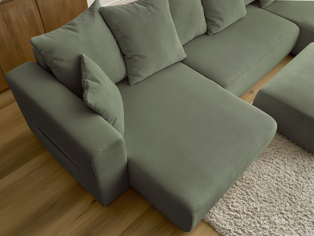 Bobochic Sidonie Wohnlandschaft mit Pouf Cordsamt Grün