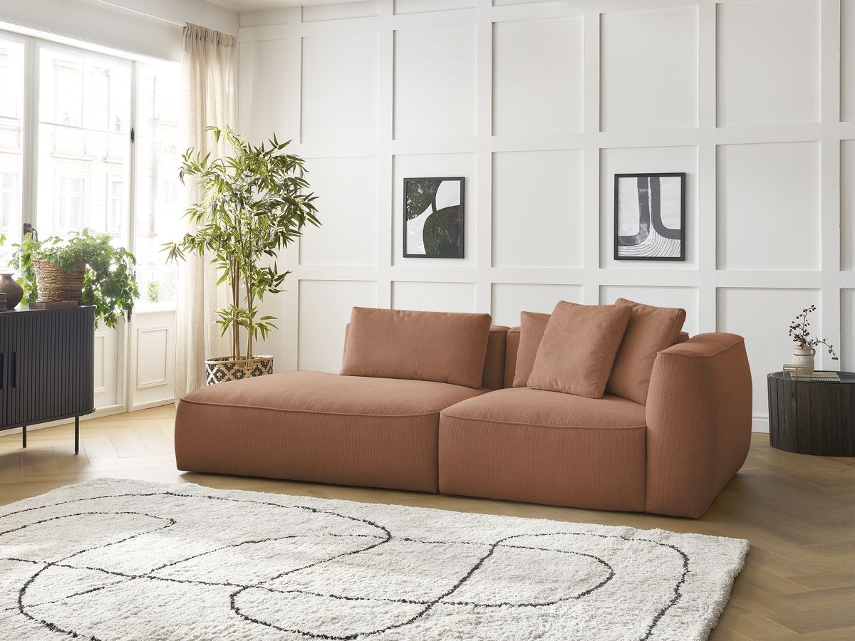 Bobochic Leopold Sofa 3-Sitzer Melange-Stoff Orange Armlehne rechts