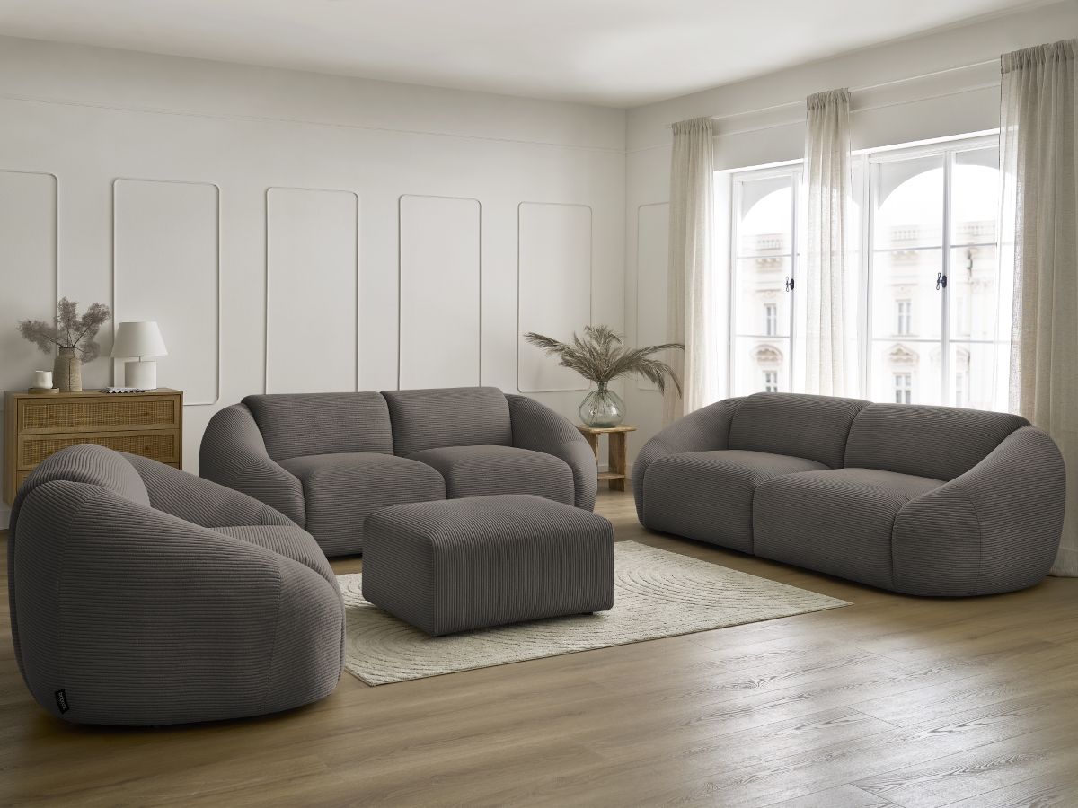 Bobochic Tina Sofa 7-Sitzer mit Pouf Cordsamt Taupe