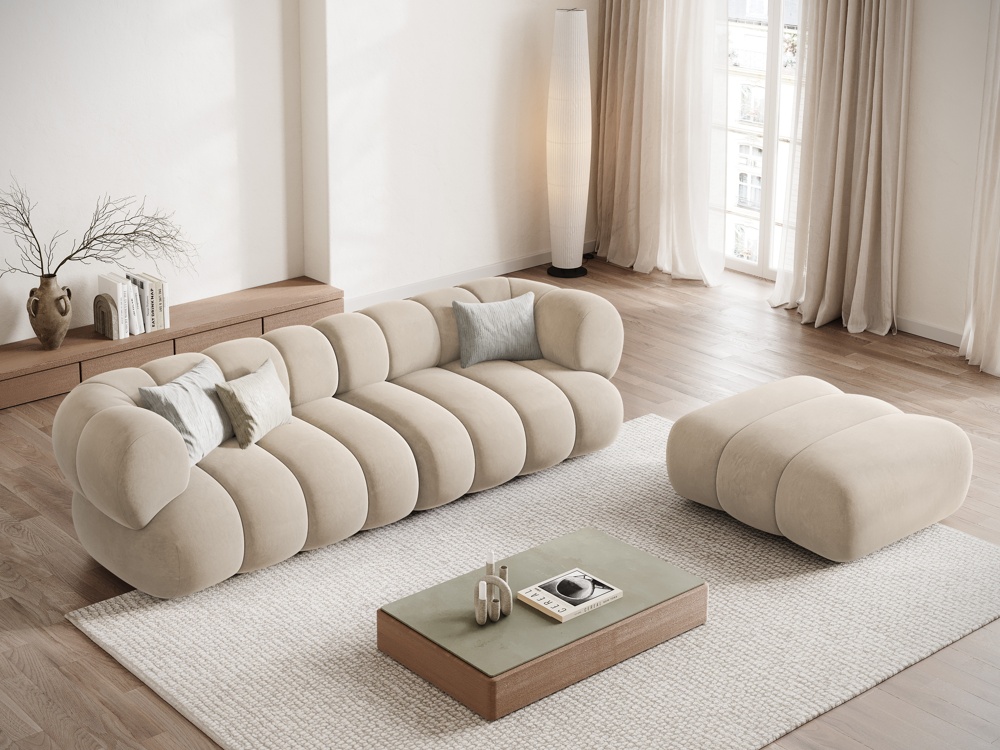 Cosmopolitan Design Pouf Koge Samt Vogue Helles Beige