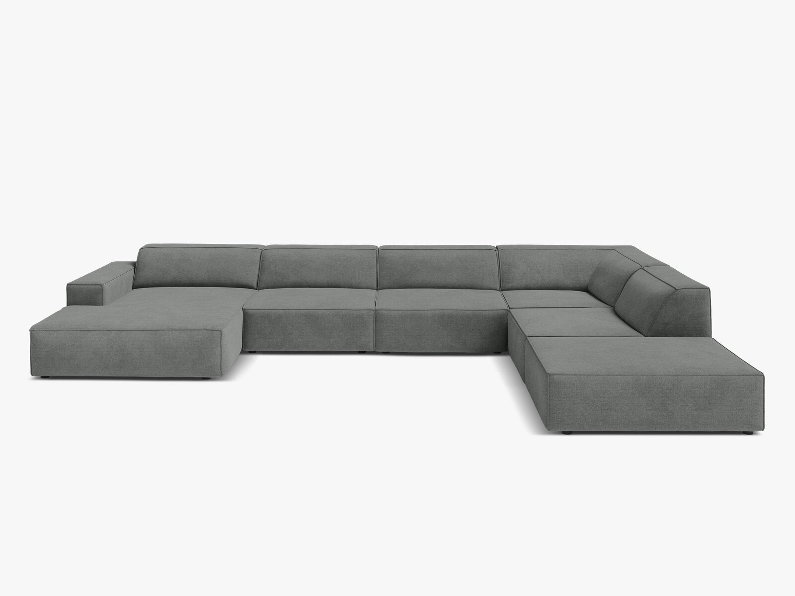 Micadoni Panorama-Ecksofa Jodie 7-Sitzer Rechts Strukturierter Stoff Liberty Grau