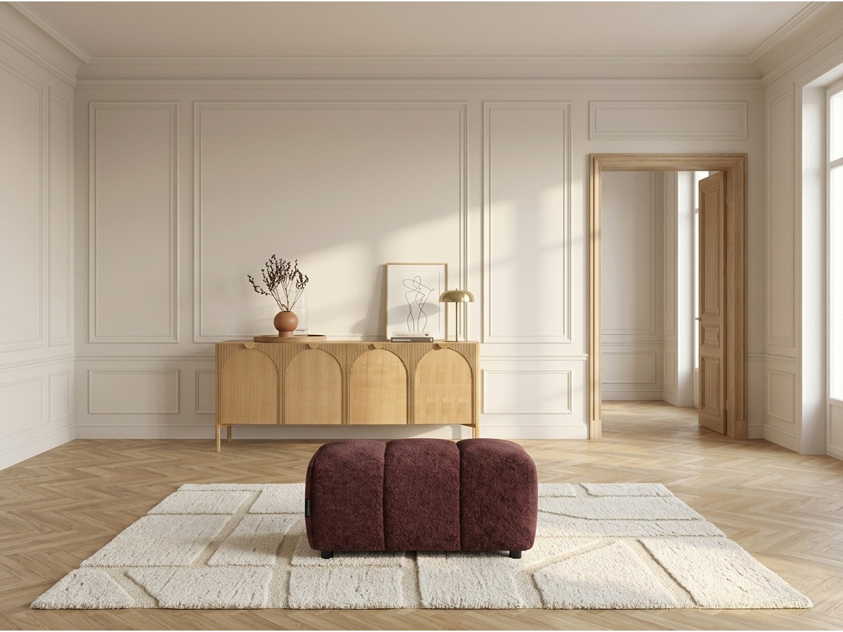 Bobochic Roxelane Pouf Bouclé-Stoff Rot
