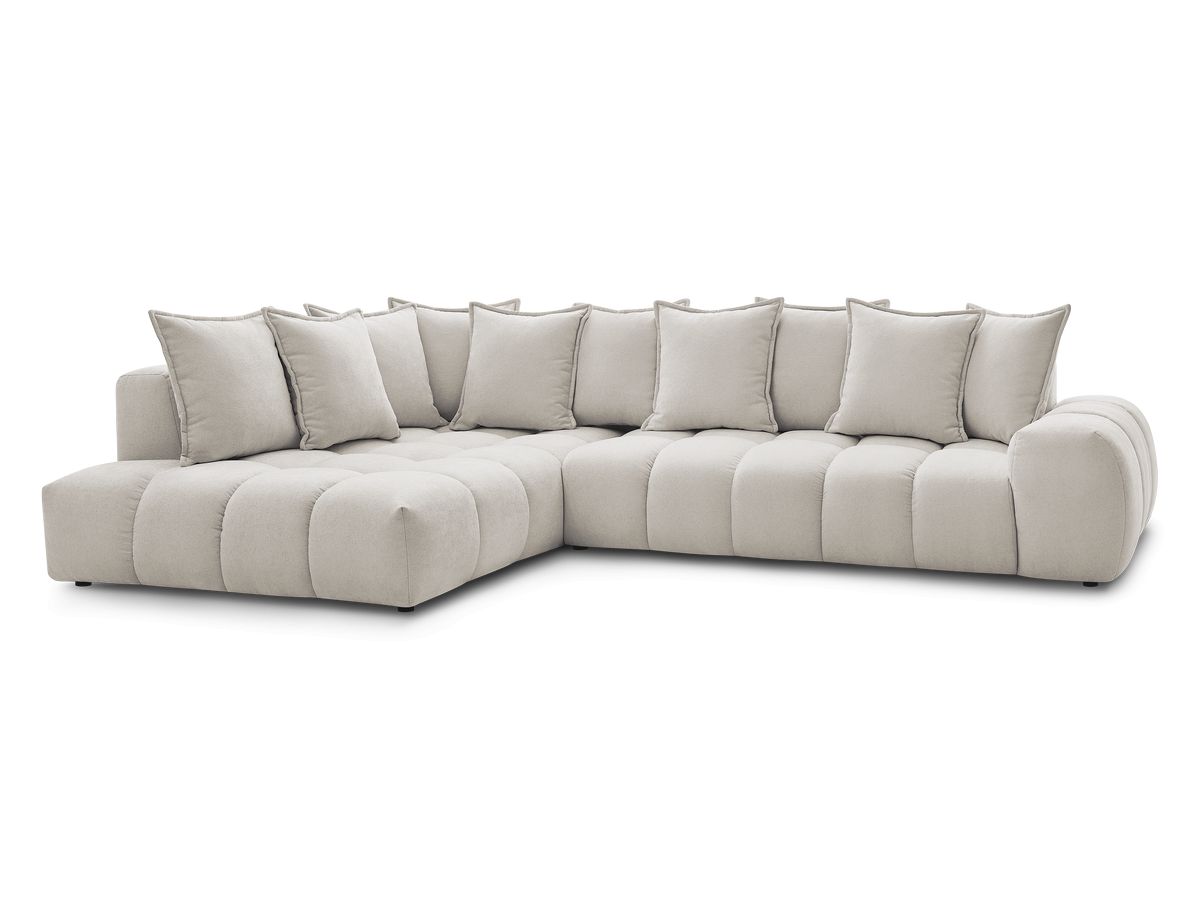 Bobochic Everest Ecksofa, 10 Kissen Strukturstoff Beige Ecke links