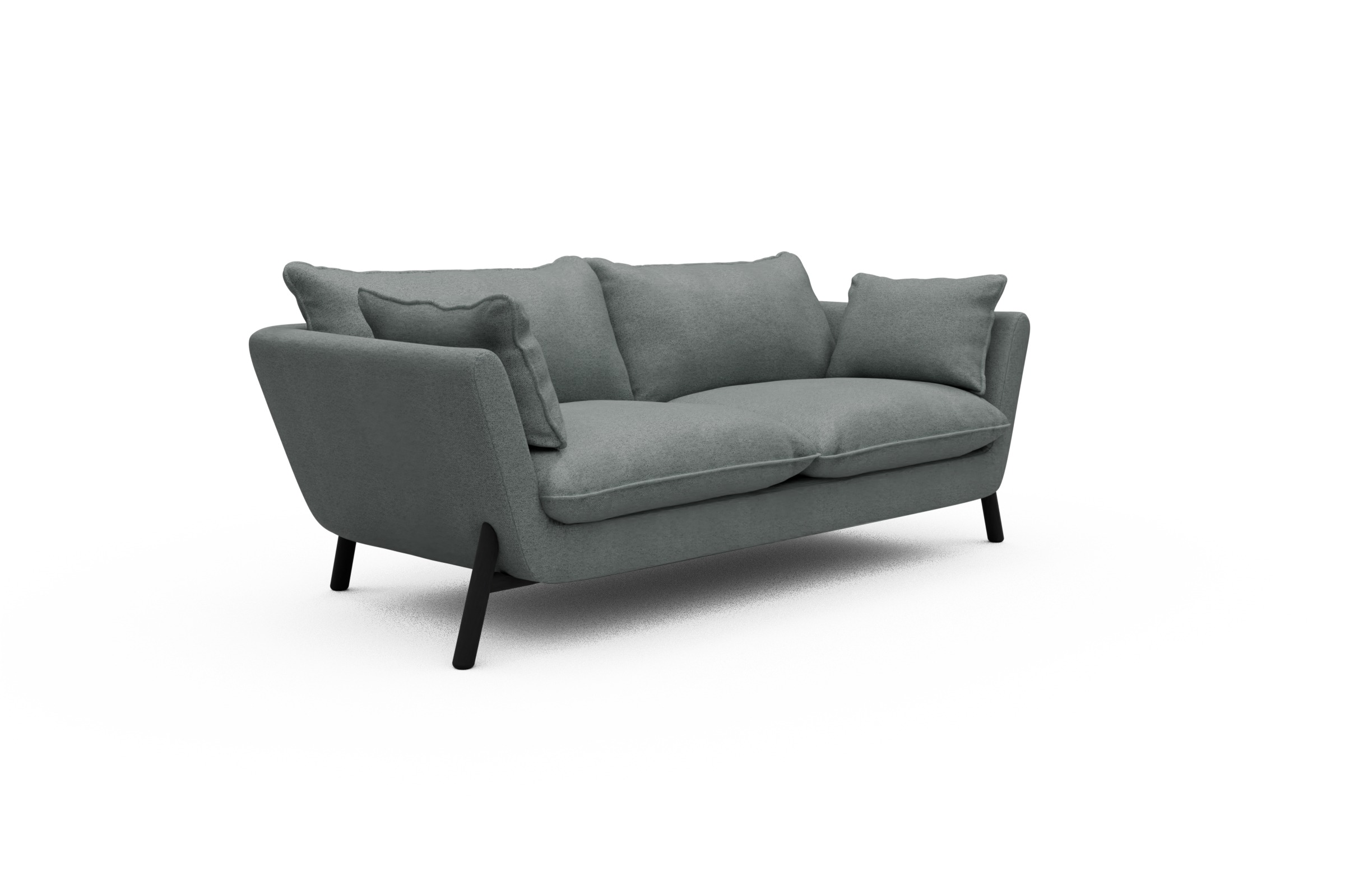 Sofa Emil PREMIUM 2-Sitzer Beinfarbe Eiche Schwarz Denari-Soft-Grey