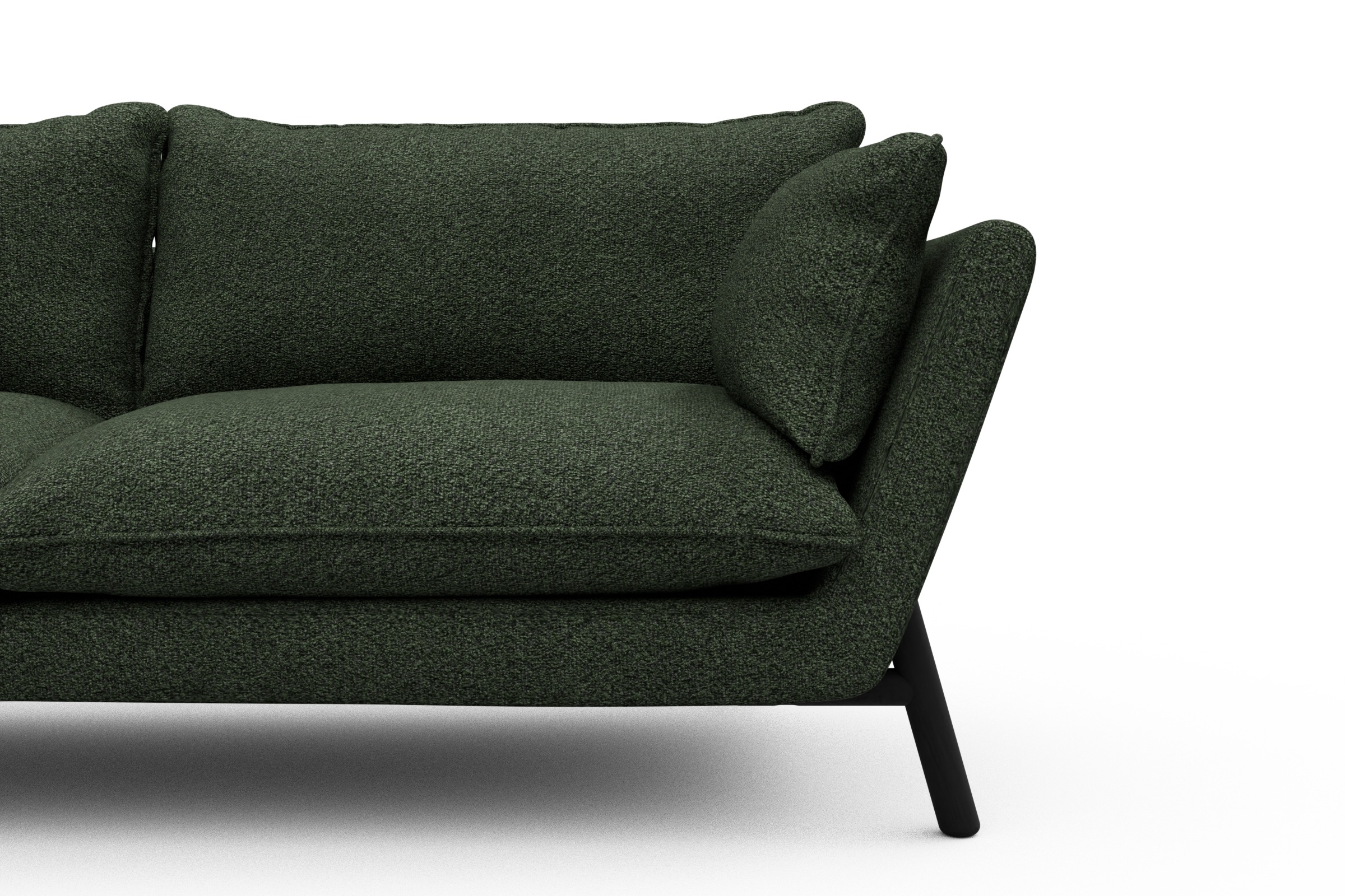 Sofa Emil PREMIUM 2-Sitzer Beinfarbe Eiche Schwarz Vanora-Deep-Green