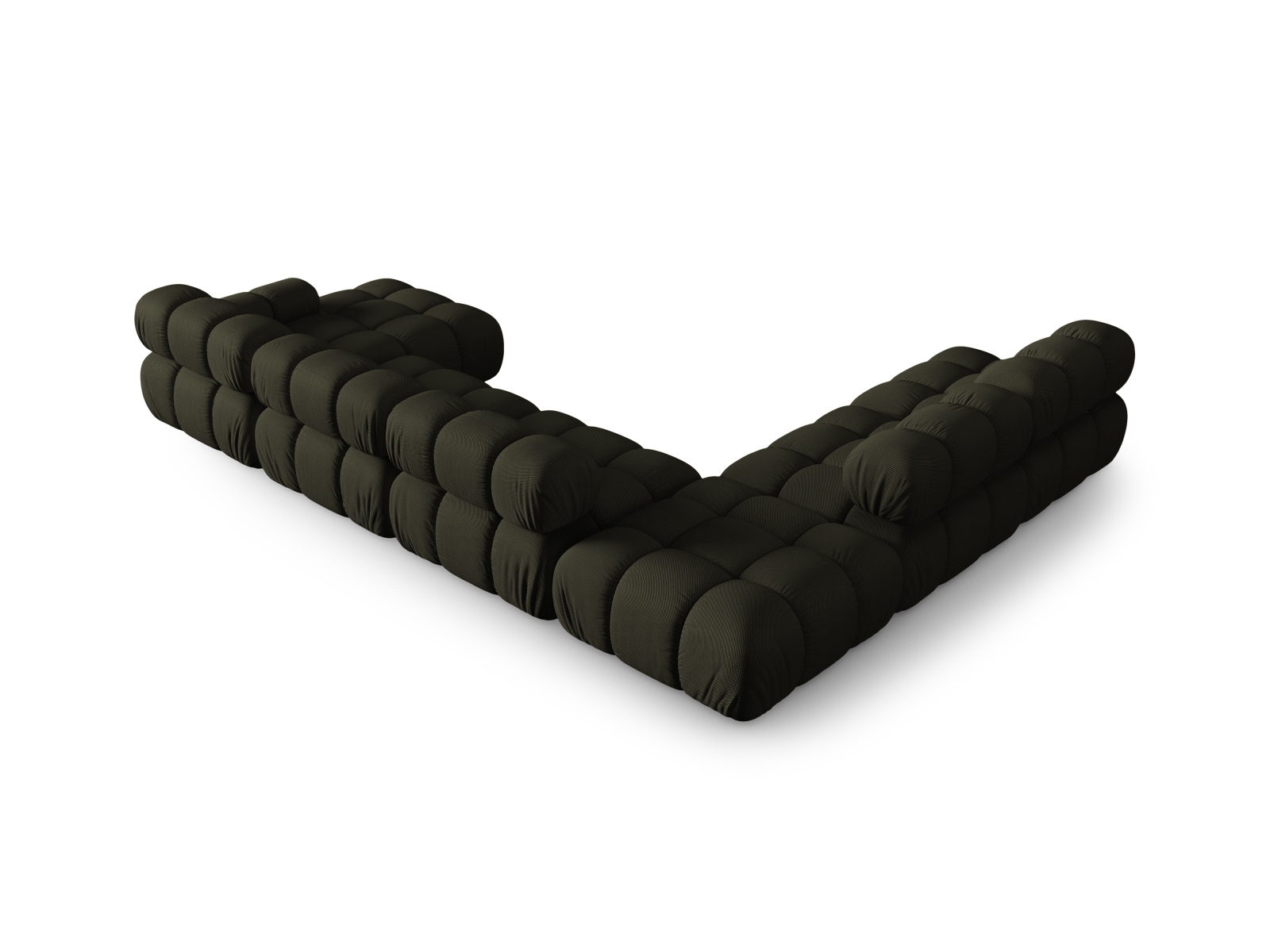 Micadoni Modulares Panorama Ecksofa Bellis 7-Sitzer Links 3D-Stoff Sonic Amazonas Grün