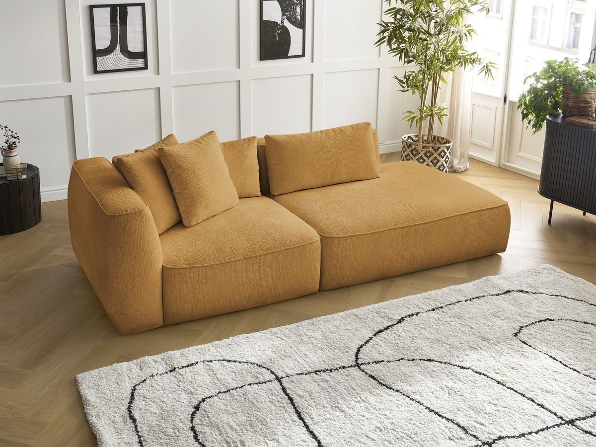 Bobochic Leopold Sofa 3-Sitzer Strukturstoff Gelb Armlehne links