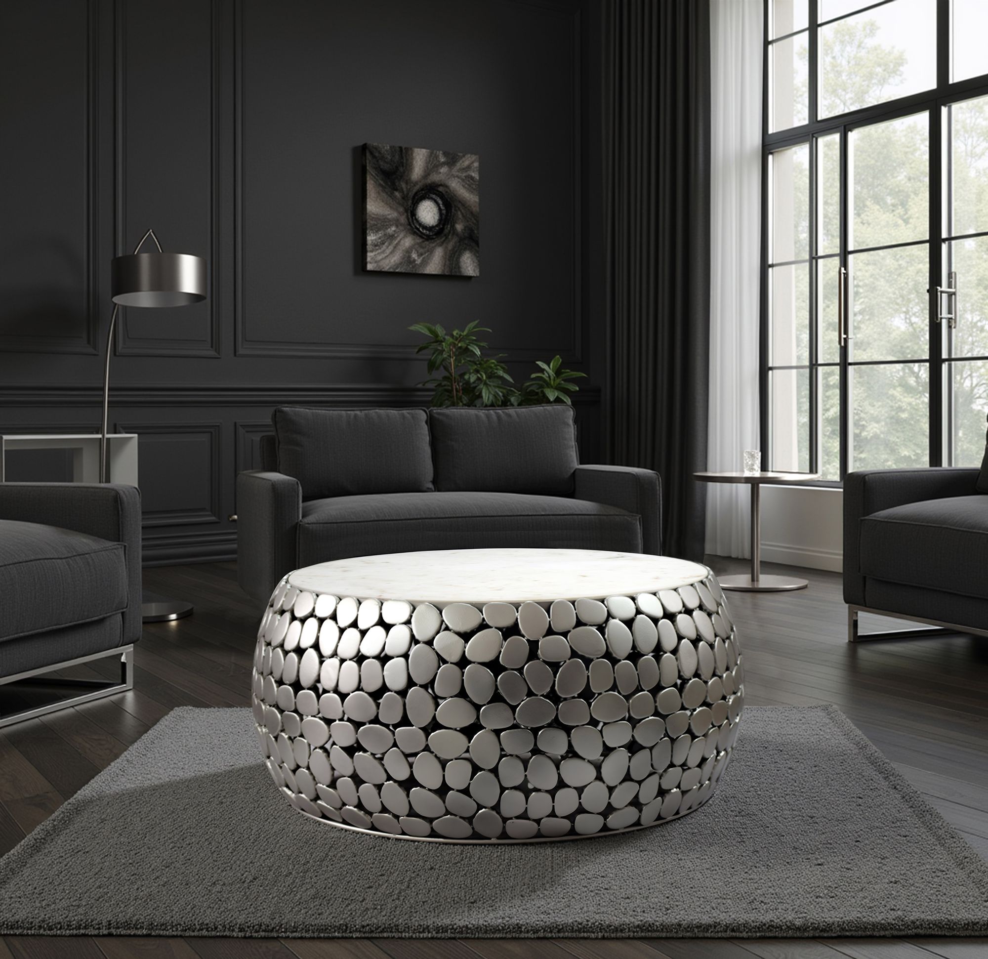 Couchtisch Karmoy Marmor Silber Ø 66 cm