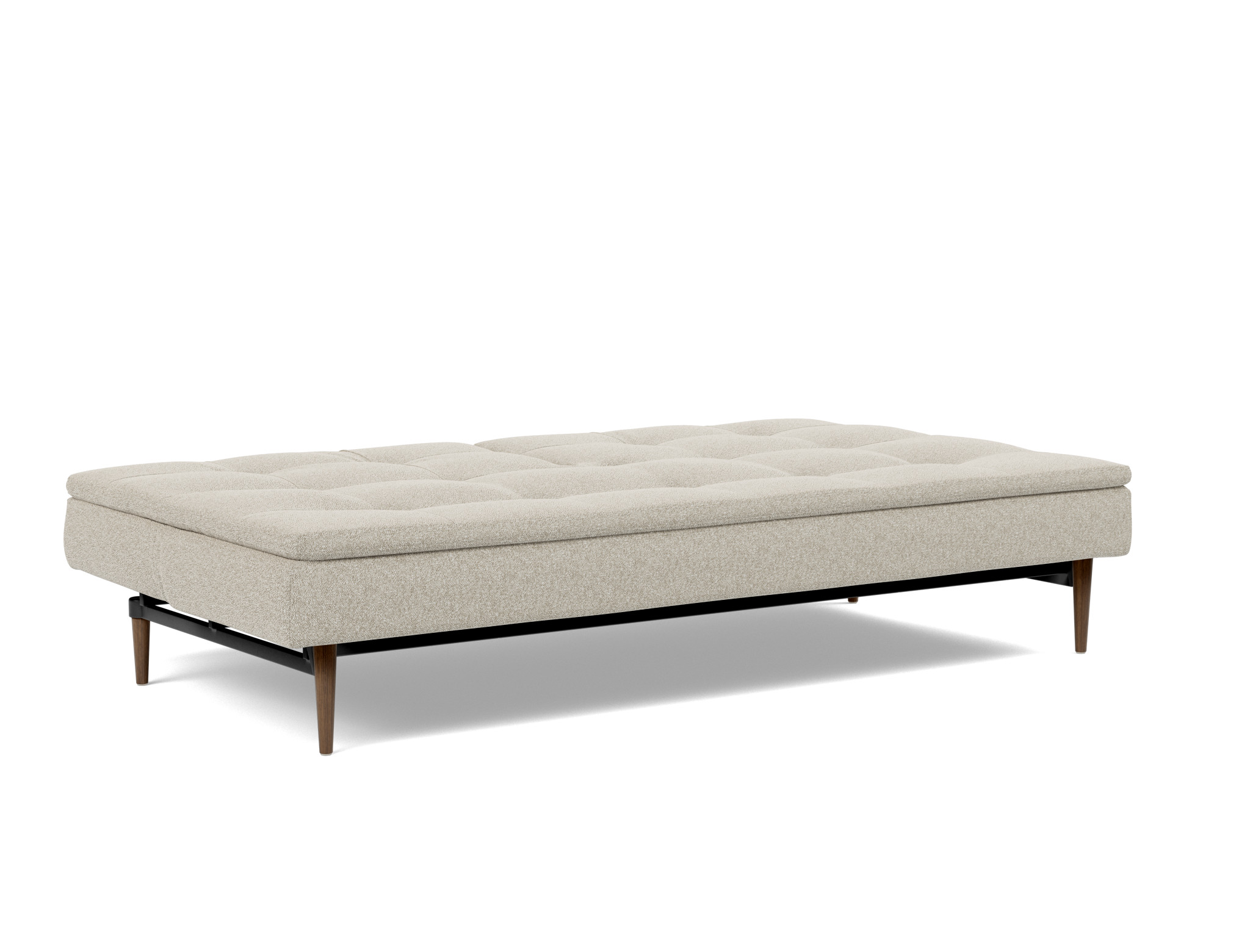 Schlafsofa Dublexo Boucle Skandi 539-Beige Beine Styletto Eiche dunkel