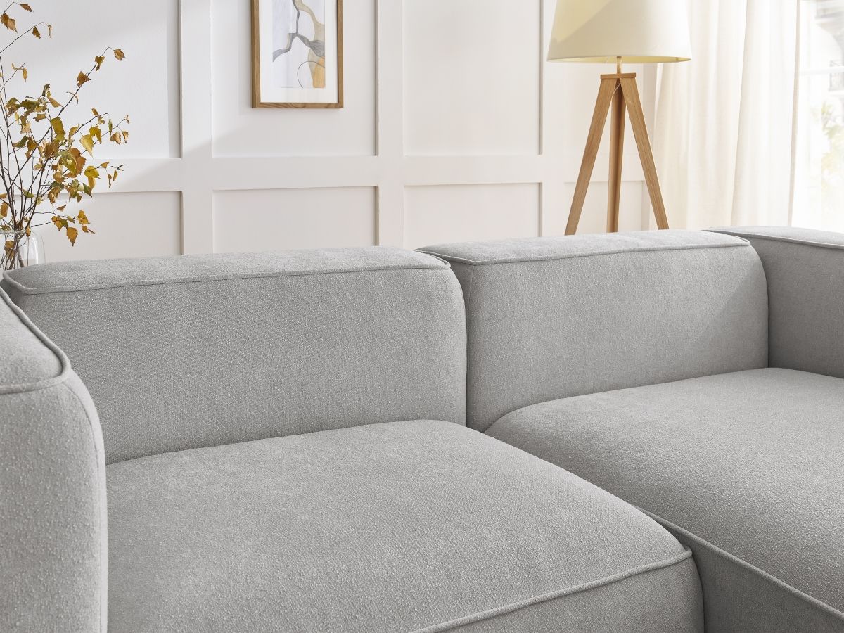 Bobochic Zephyr Ecksofa 260 × 165 cm Strukturstoff Hellgrau Ecke rechts