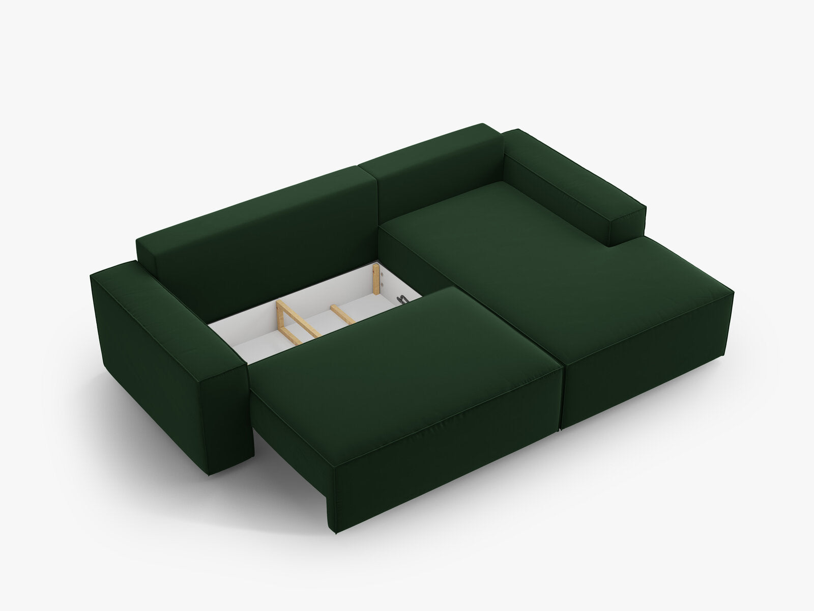Micadoni Schlaf-Ecksofa Jodie 3-Sitzer Rechts Samt Flaschengrün
