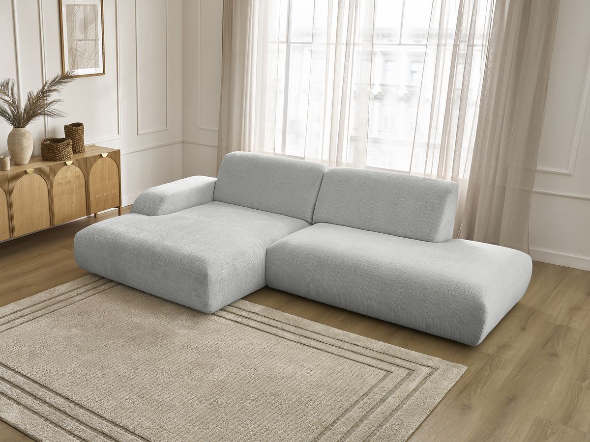 Bobochic Sirius Ecksofa 300 × 170 cm Strukturstoff Hellgrau Ecke links
