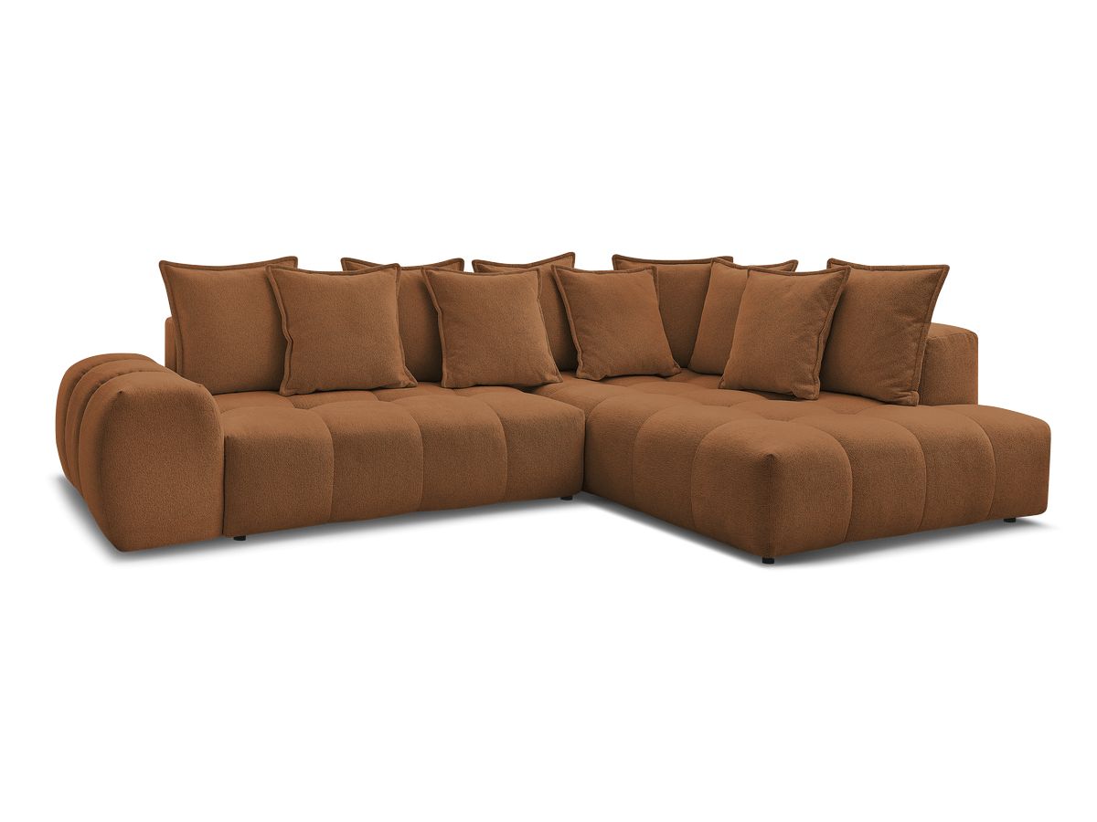 Bobochic Everest Ecksofa mit Schlaffunktion und Bettkasten 320 × 212 cm, 10 Kissen Melange-Stoff Orange Ecke rechts