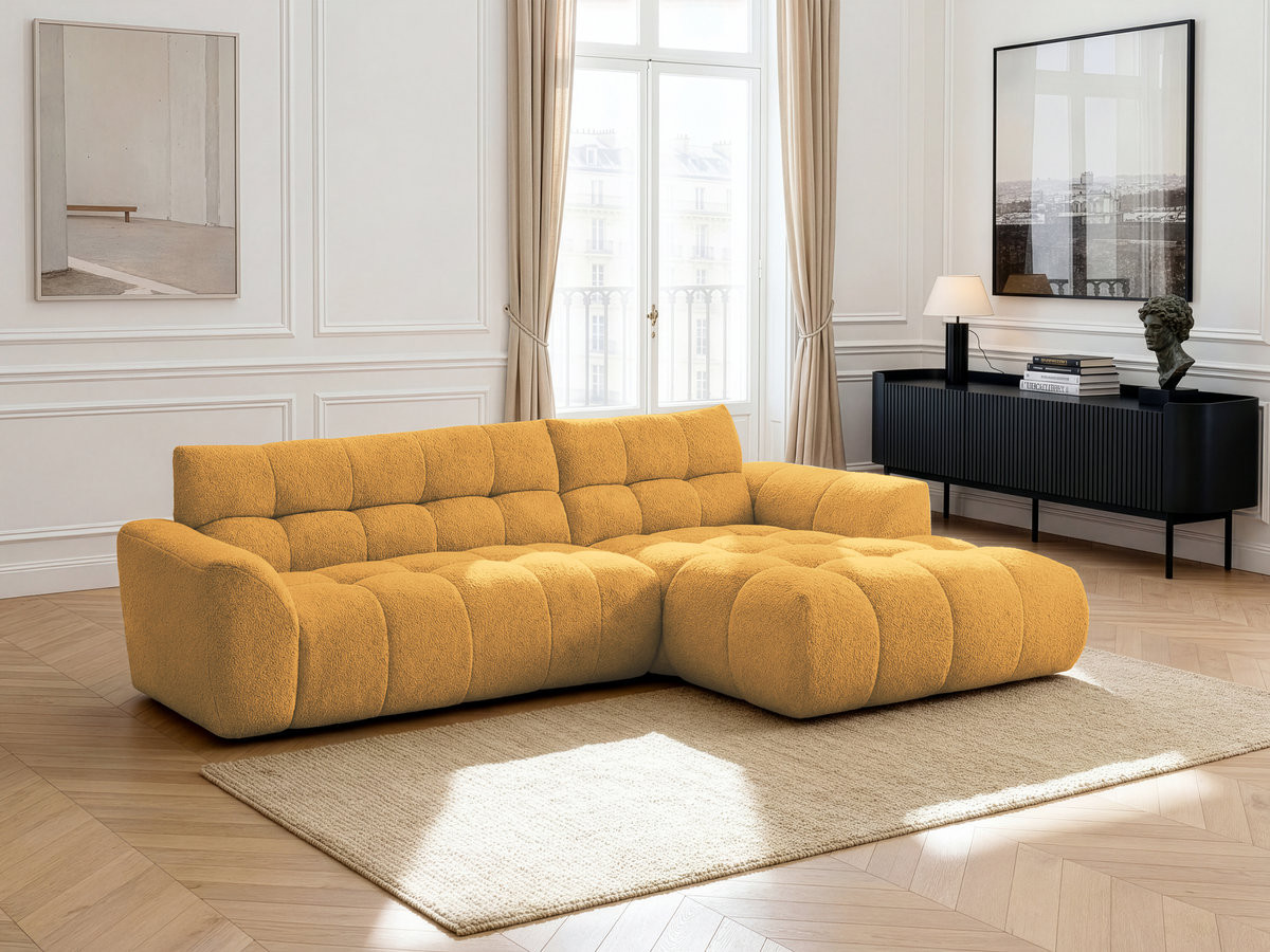 Bobochic Jaya Ecksofa Chenille Gelb Ecke rechts
