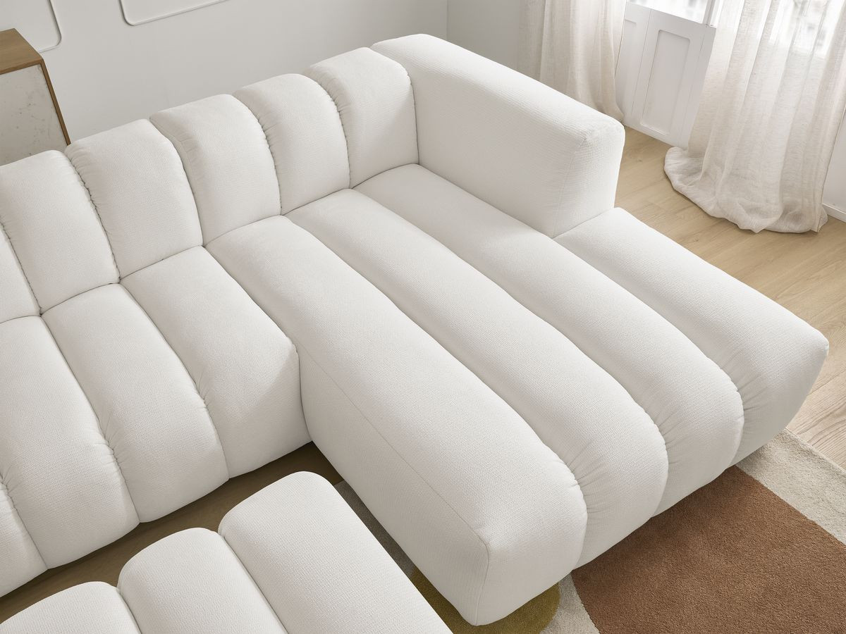 Bobochic Talia Ecksofa mit Pouf Melange-Stoff Weiß Ecke rechts