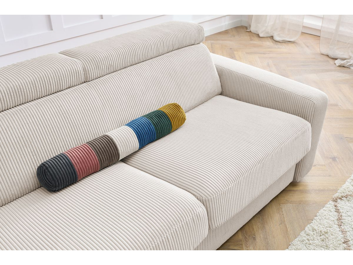 Bobochic Monaco Schlafsofa 3-Sitzer Cordsamt Beige, Liegefläche 140 × 190 cm