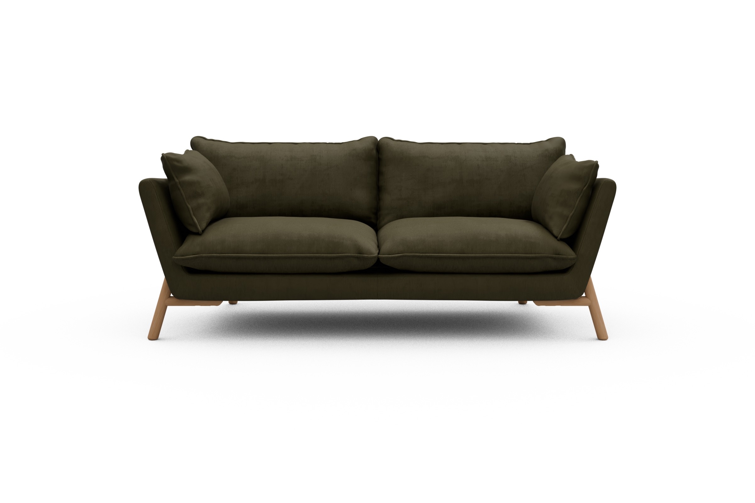 Skandi Home Sofa Emil PREMIUM 2-Sitzer Beinfarbe Eiche Natur Cordufine-Pine-Green moebelfaktor
