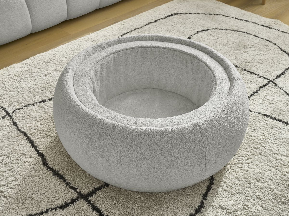 Bobochic Hayden Sofa 3-Sitzer mit Pouf 256 × 107 cm Bouclé-Stoff Hellgrau