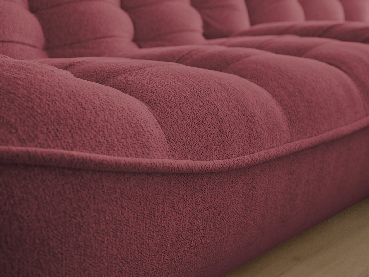 Bobochic Serena Sofa 4-Sitzer mit Pouf Melange-Stoff Rot
