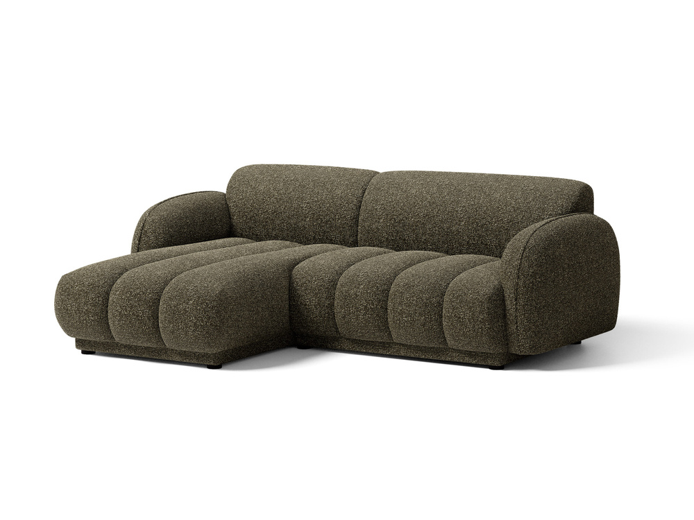 Cosmopolitan Design Ecksofa Bilbao 3-Sitzer kleine Version Boucle Miles Amazonasgrün Links