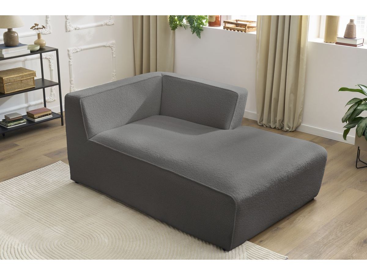 Bobochic Megeve Méridienne-Modul Bouclé-Stoff Dunkelgrau Ecke rechts