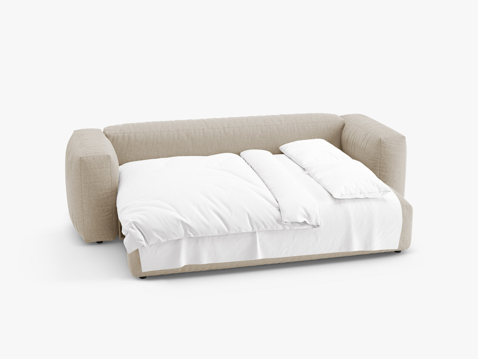 Micadoni Martina Schlafsofa 3-Sitzer Strukturierter Stoff Boston Helles Beige