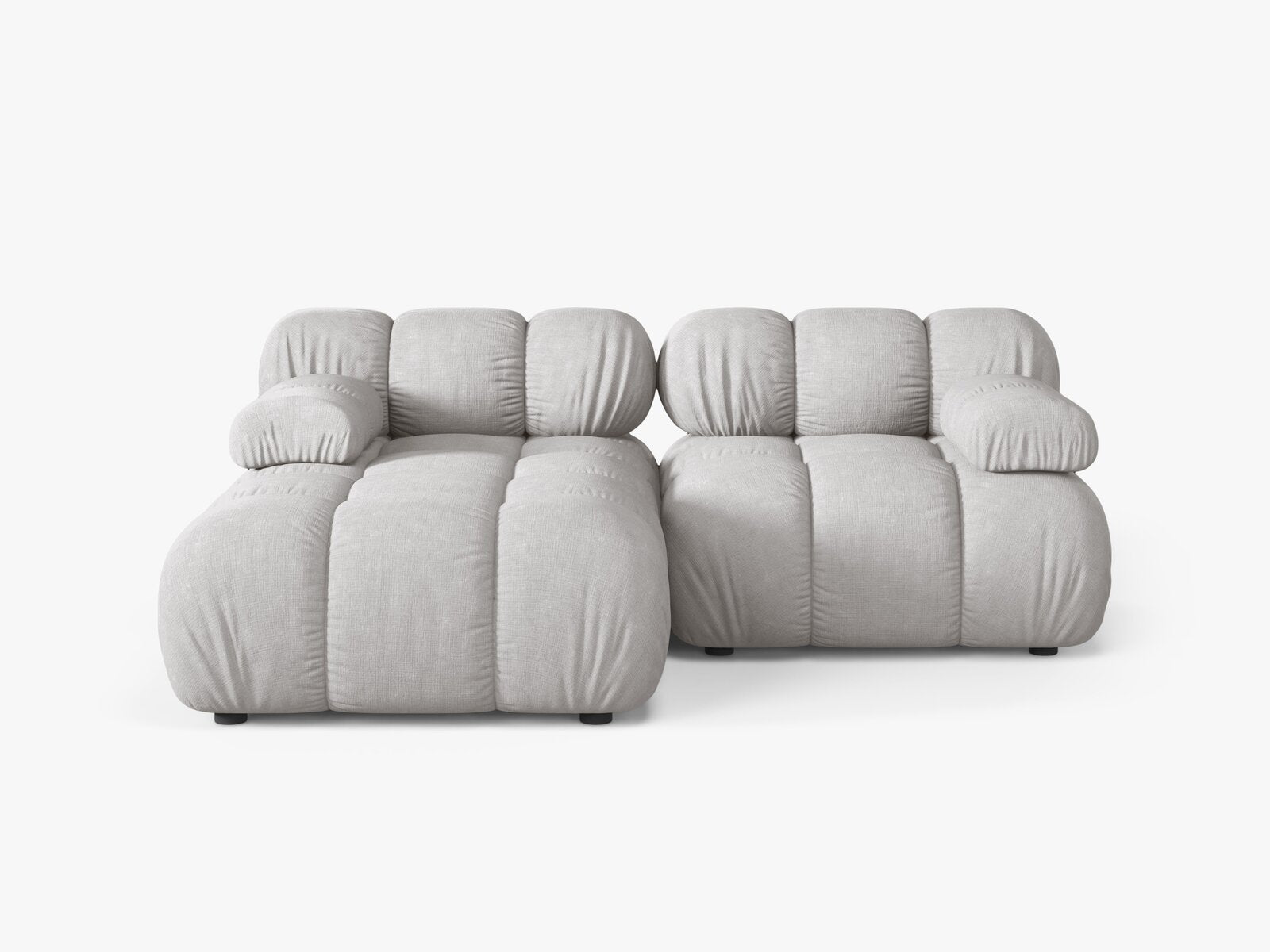 Micadoni Modulares Ecksofa Bellis 3-Sitzer Links Strukturierter Stoff Liberty Hellgrau