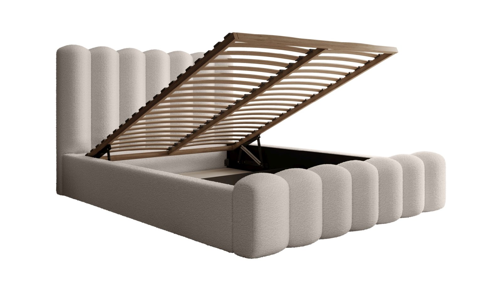 Polsterbett Laro Boucle 160x200 mit Holzrahmen Euphoria 02 Cream