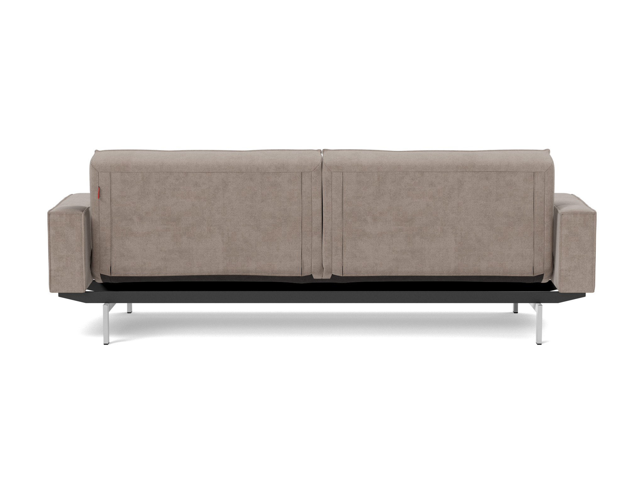 Schlafsofa Splitback mit Armlehnen Kord Cordufine 318-Beige Beine Chrom
