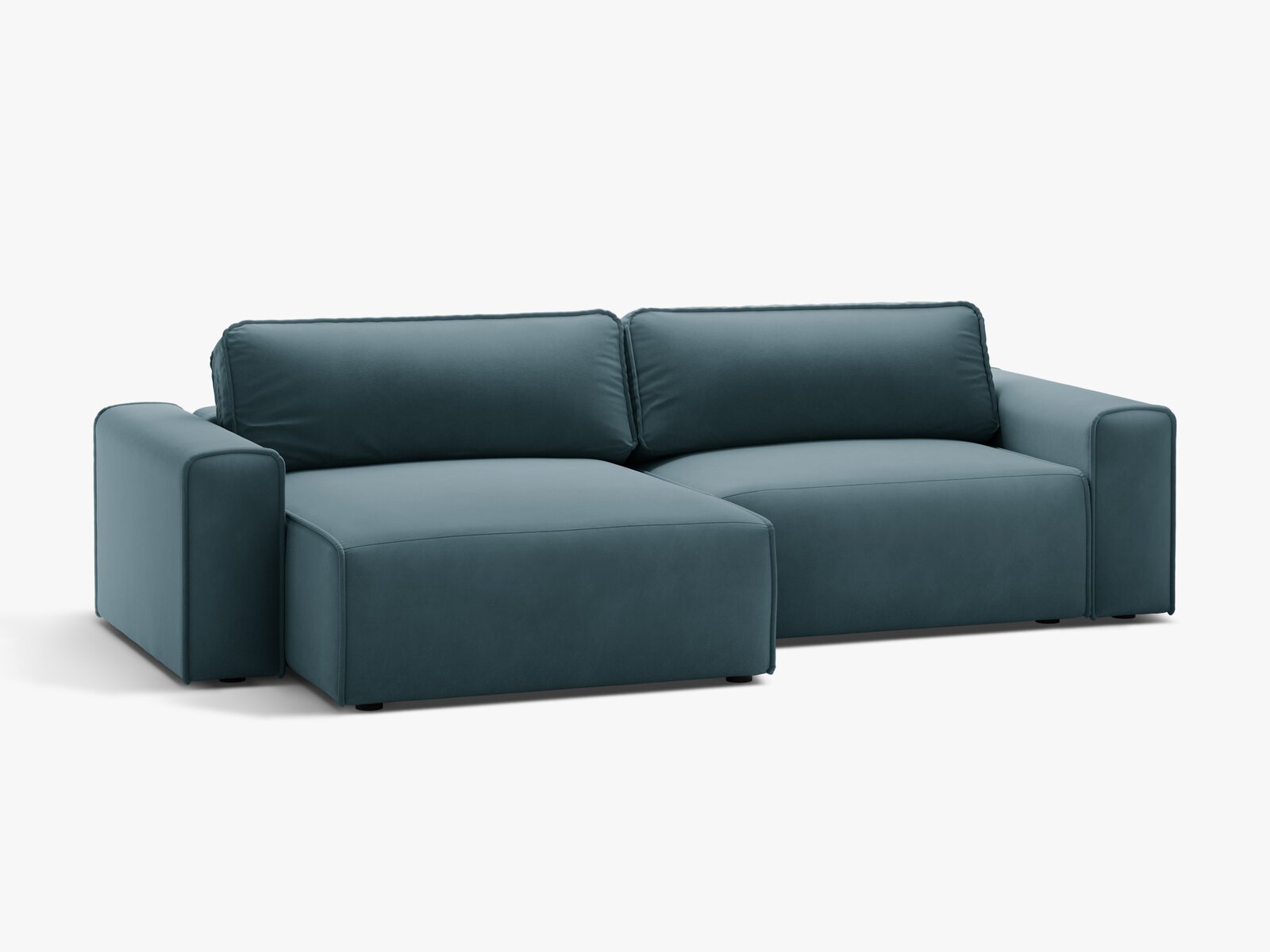 Micadoni Ecksofa Victor 3-Sitzer mit Schlaffunktion Links Samt Blau