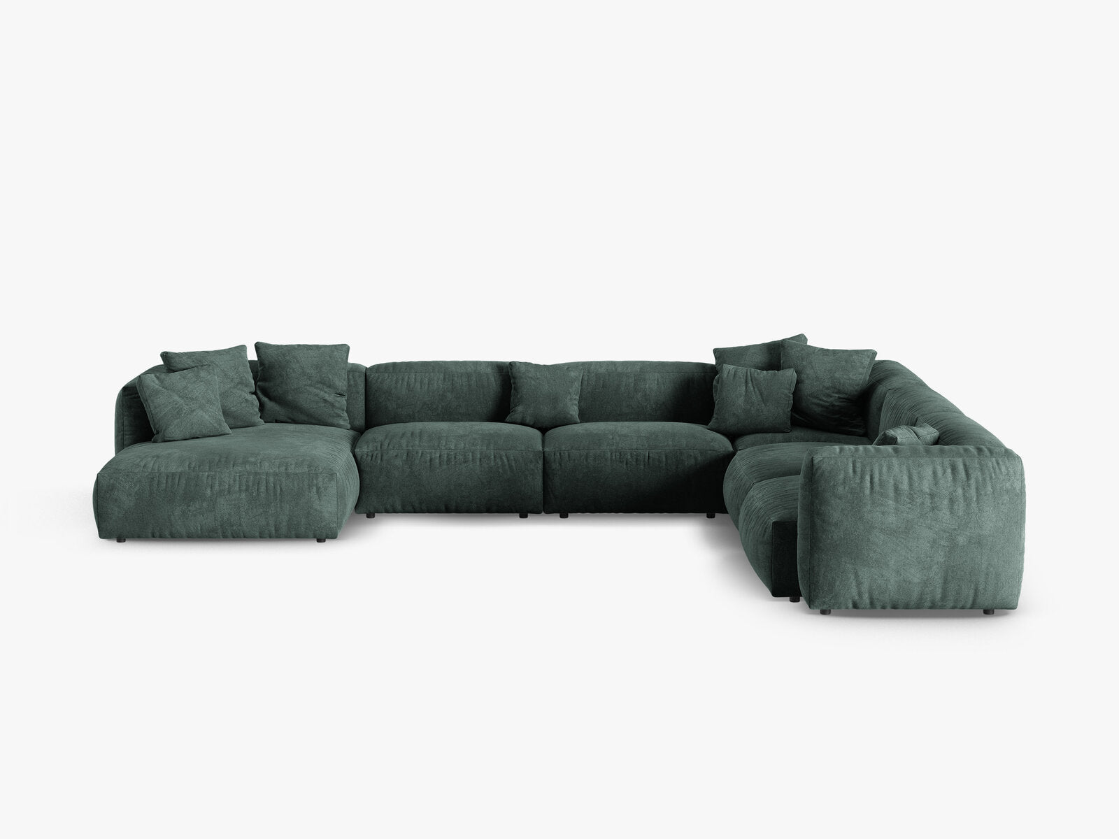 Micadoni modulares Ecksofa XL Martina 6-Sitzer 90cm Sitztiefe Rechts Samt Vogue Petrol