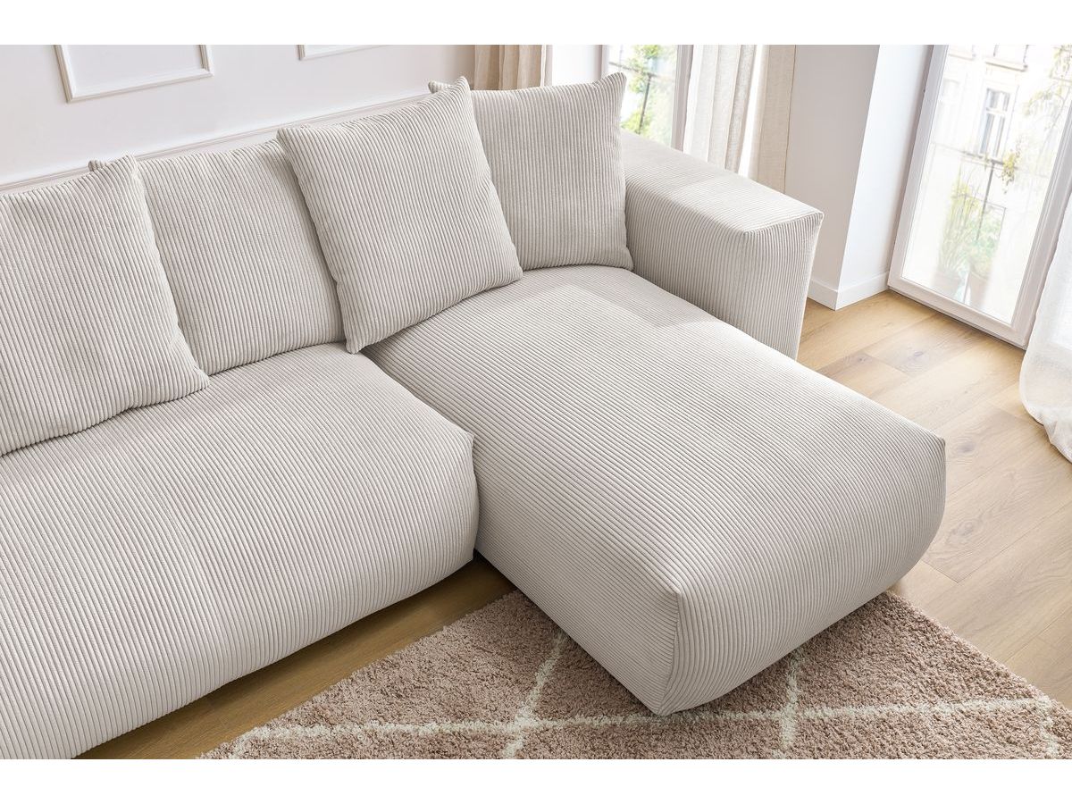 Bobochic Voltaire Wohnlandschaft 356 × 214 cm Cordsamt Beige Ecke rechts