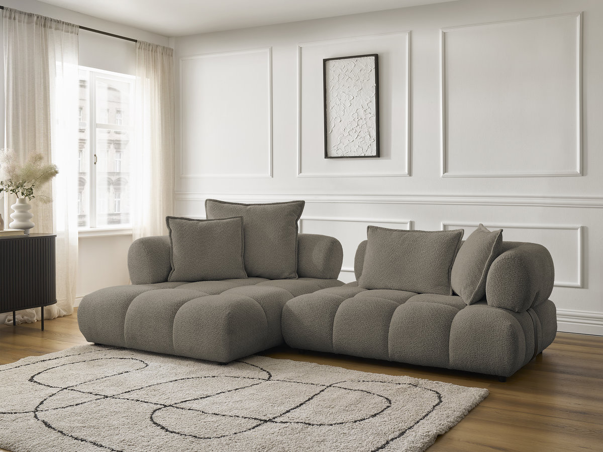 Bobochic Alya Ecksofa Bouclé-Stoff Taupe Ecke links