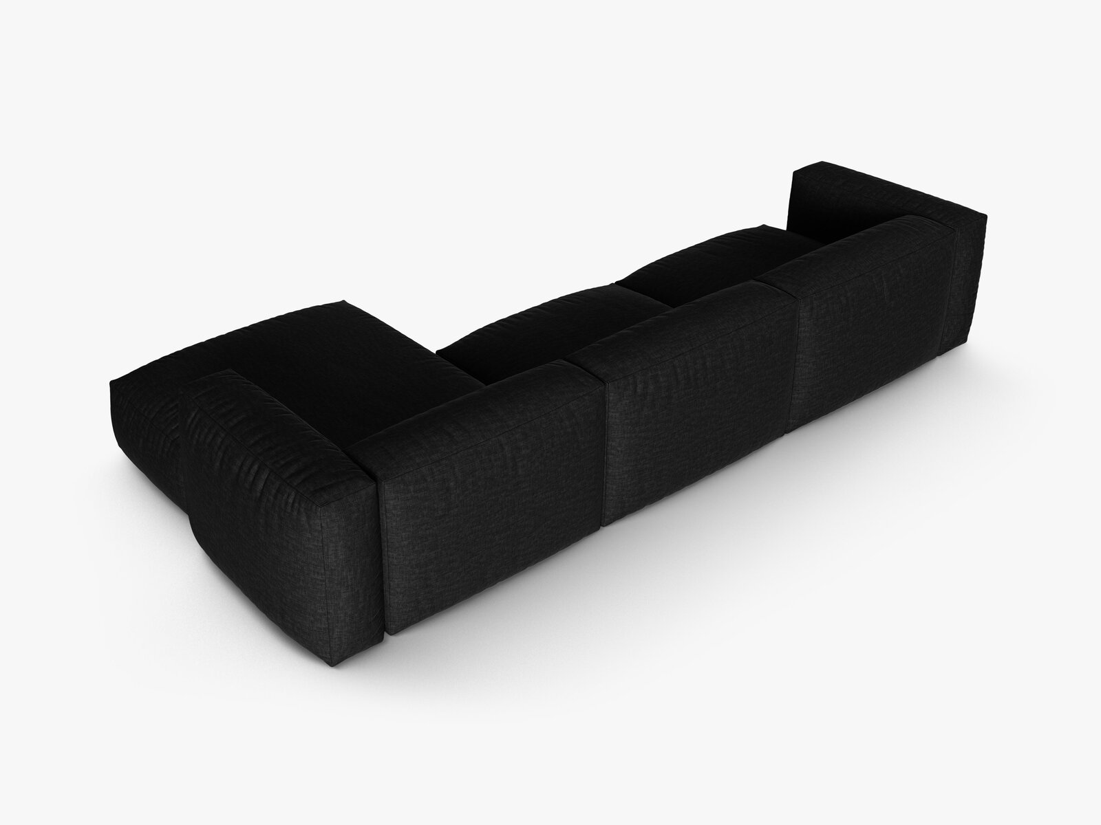 Micadoni Ecksofa Martina 3-Sitzer 90cm Sitztiefe Rechts Strukturierter Stoff Boston Schwarz