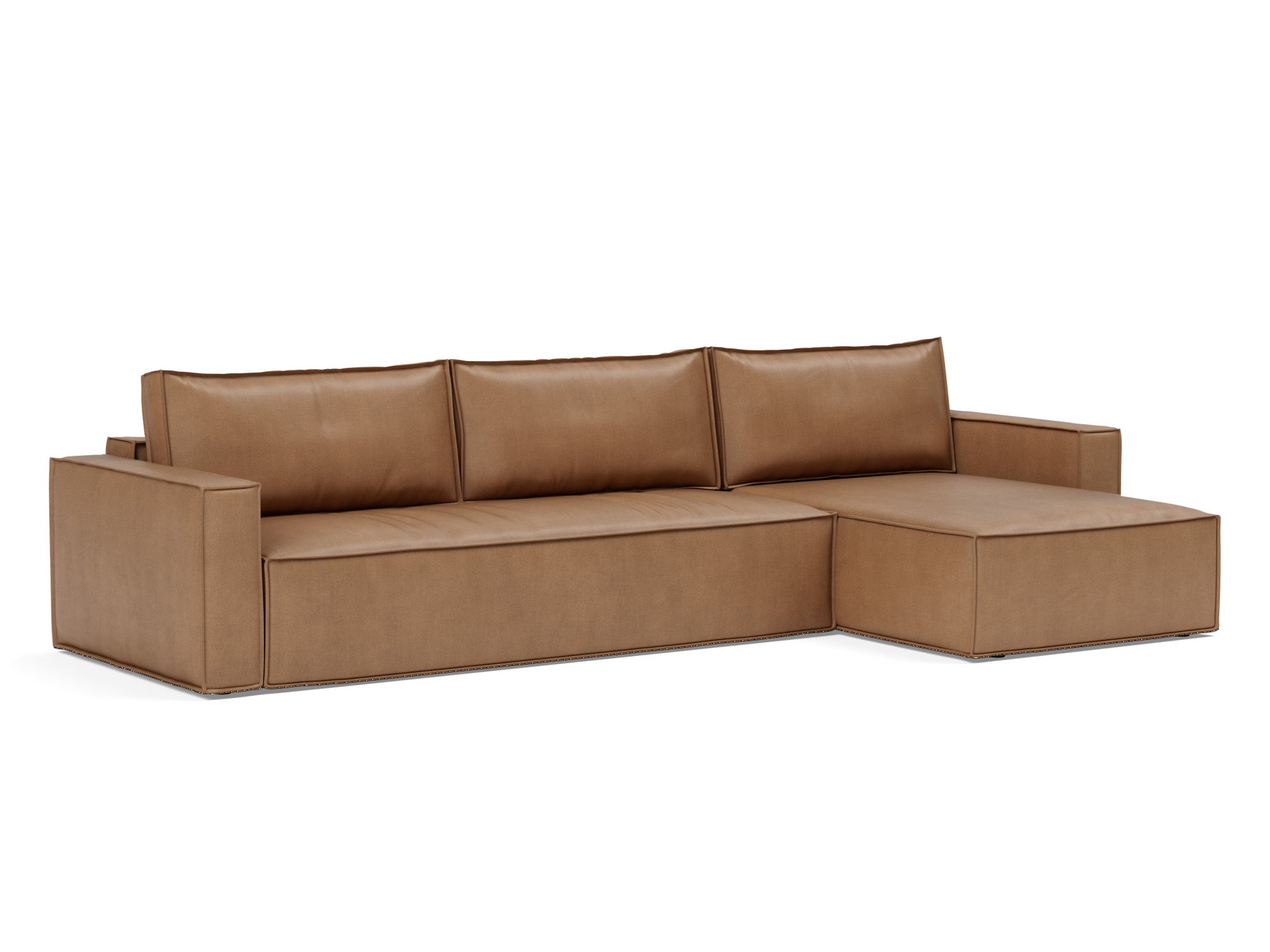 Schlafsofa Newilla mit Chaiselongue Lederoptik Faunal 551-Brown