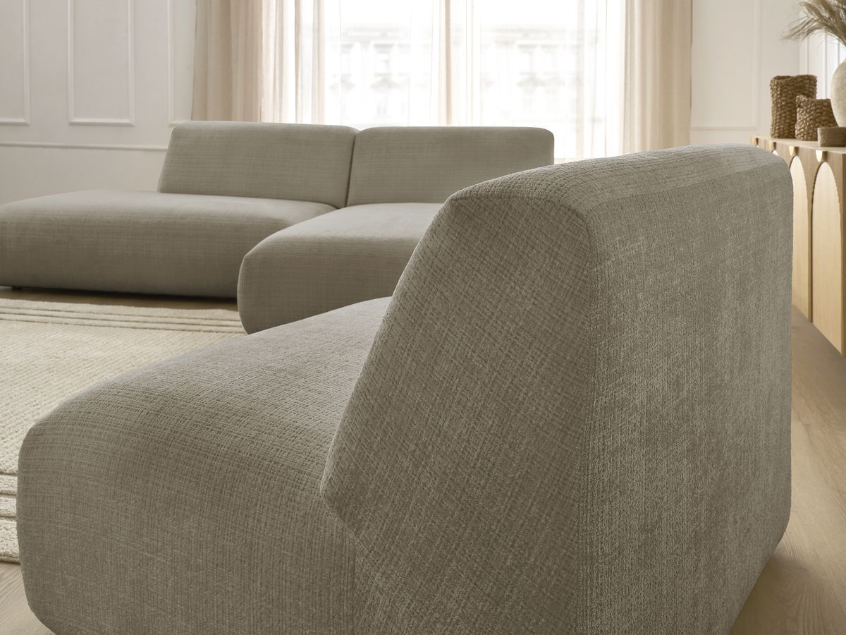 Bobochic Sirius Ecksofa 405 × 170 cm Strukturstoff Taupe Ecke rechts