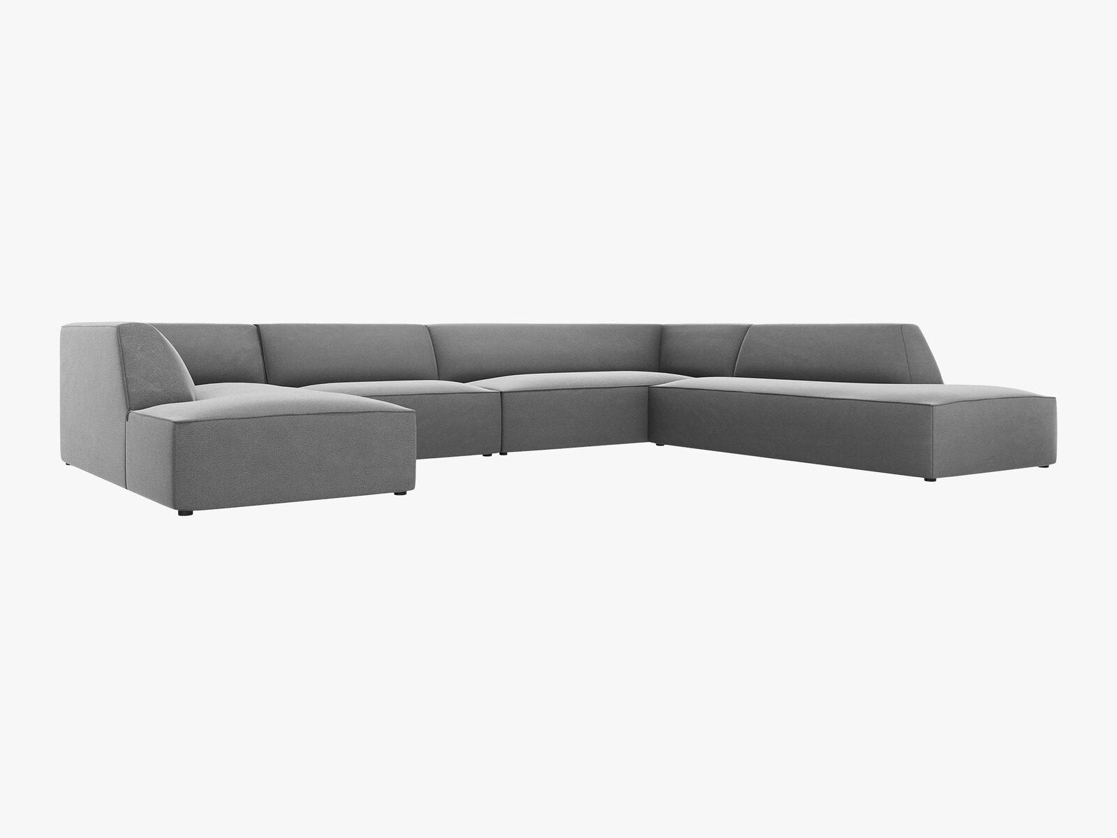 Micadoni Panorama-Ecksofa Ruby 7-Sitzer Rechts Samt Salvador Grau