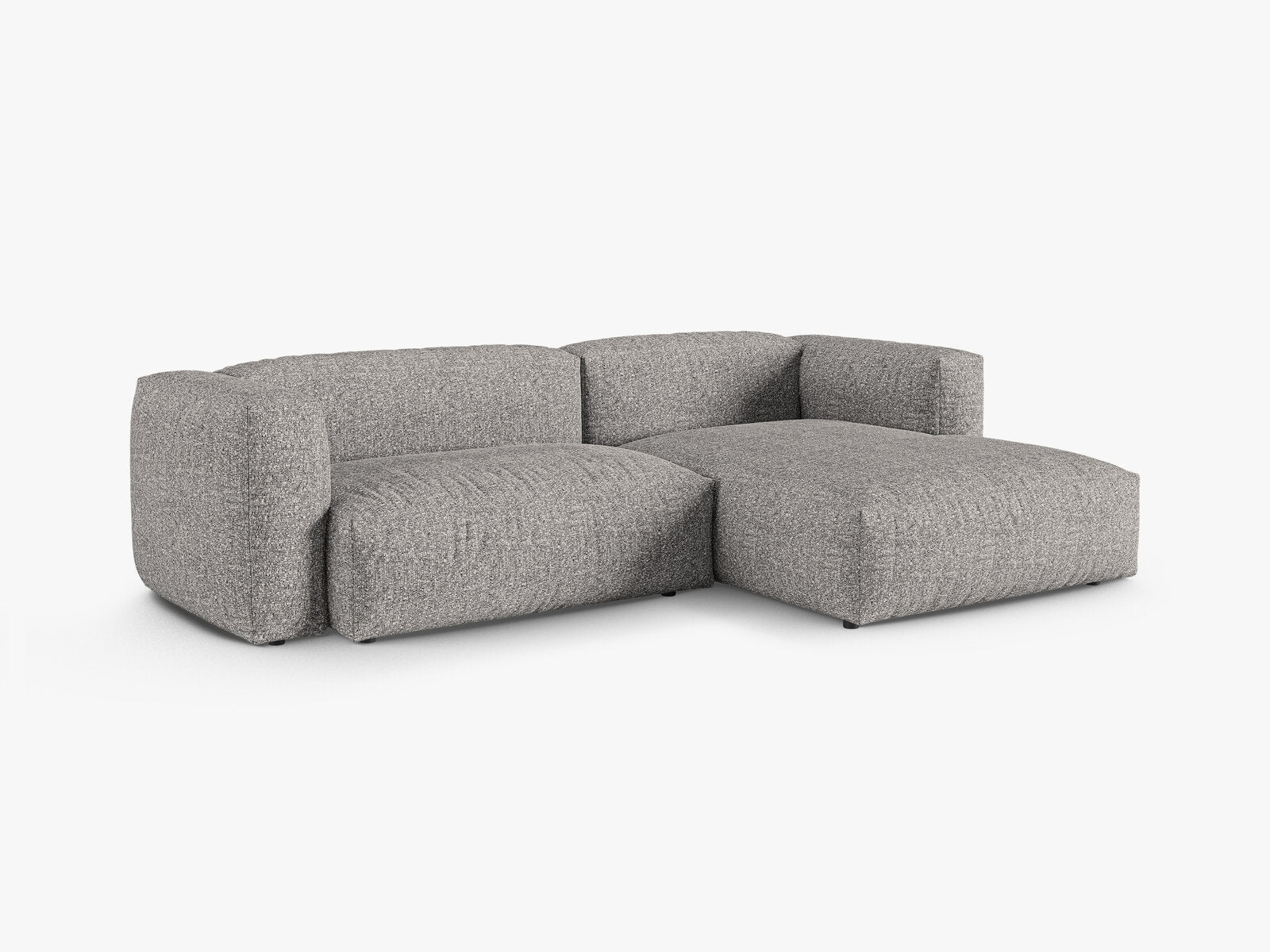 Micadoni Ecksofa Martina 2-Sitzer 90cm Sitztiefe Rechts Boucle Monet Graphit