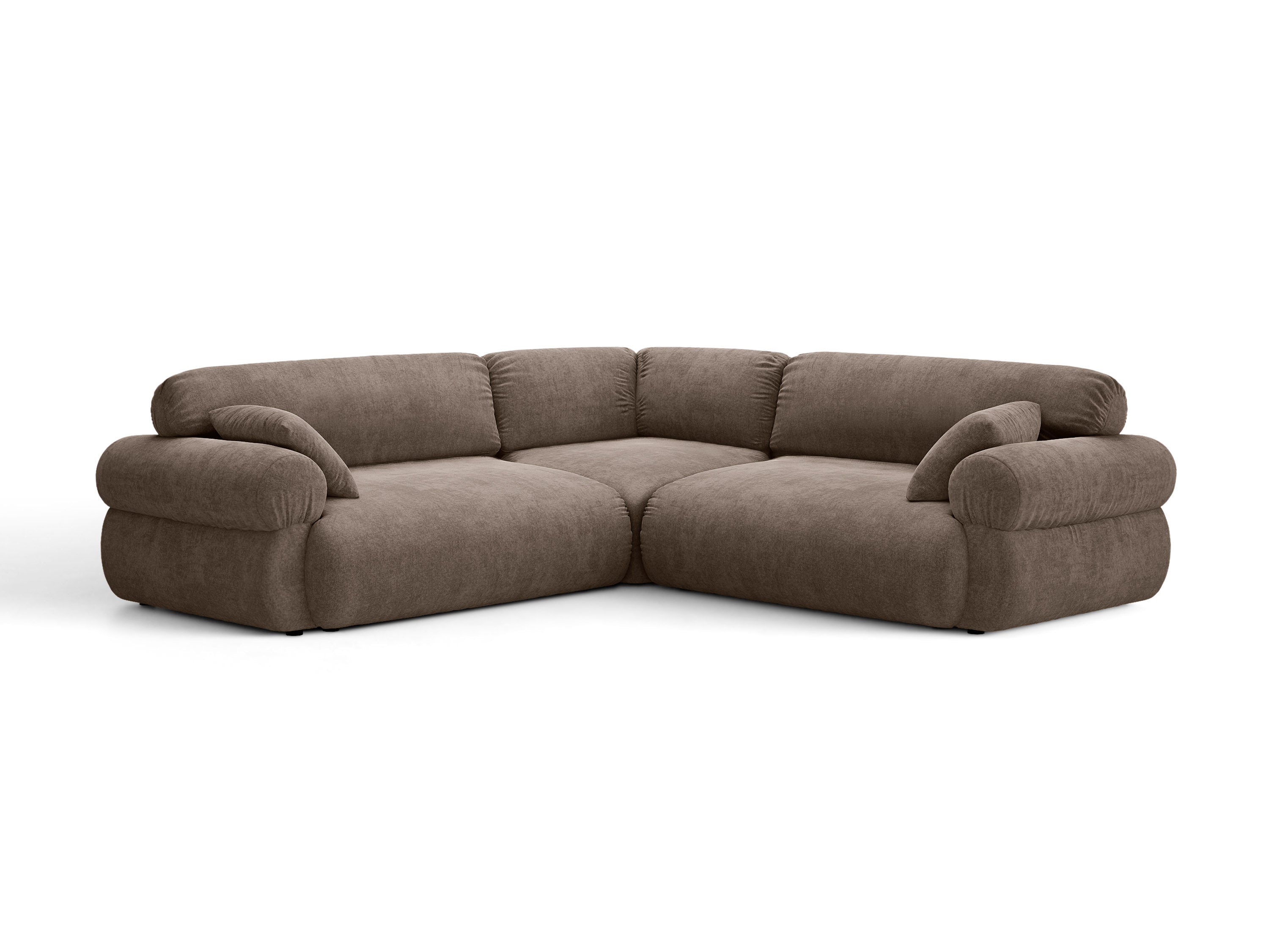 Micadoni Ophelia Symmetrisches Ecksofa Strukturierter Stoff Liberty Cappuccino