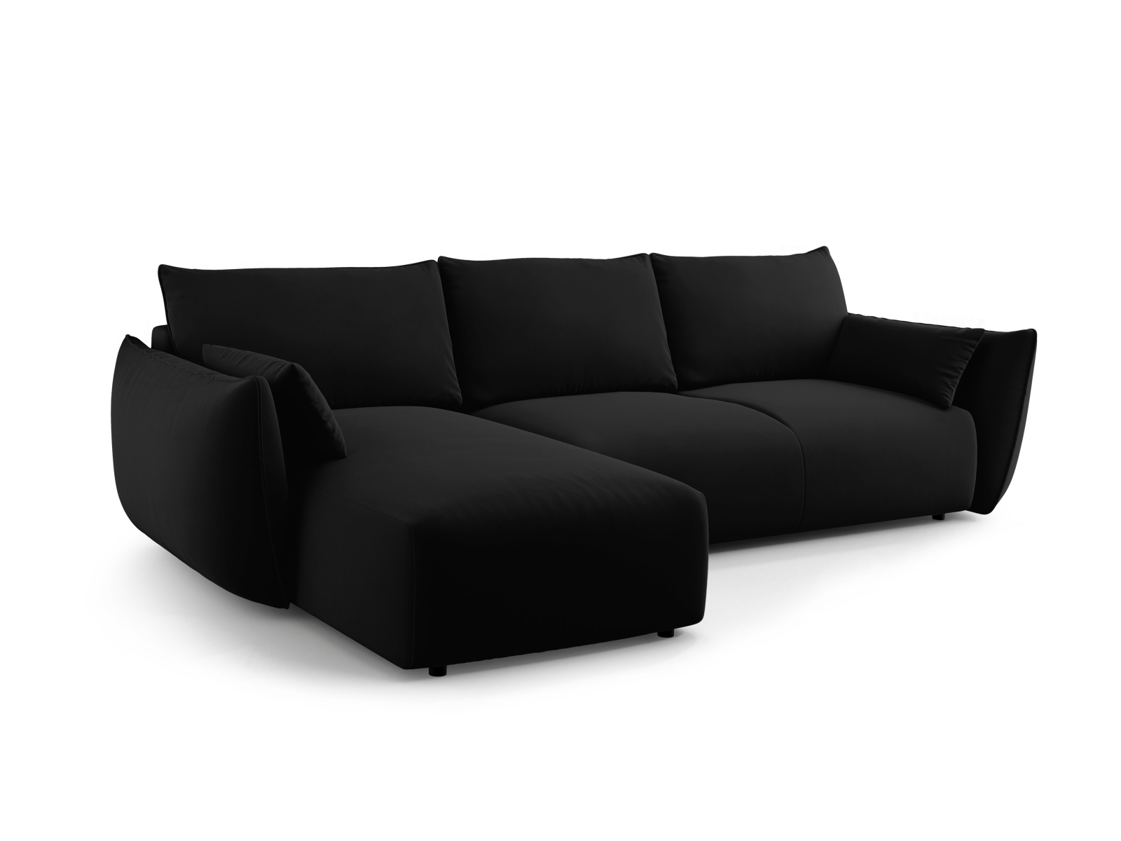 Cosmopolitan Design Ecksofa Matera 4-Sitzer mit Schlaffunktion Samt Salvador Schwarz Links