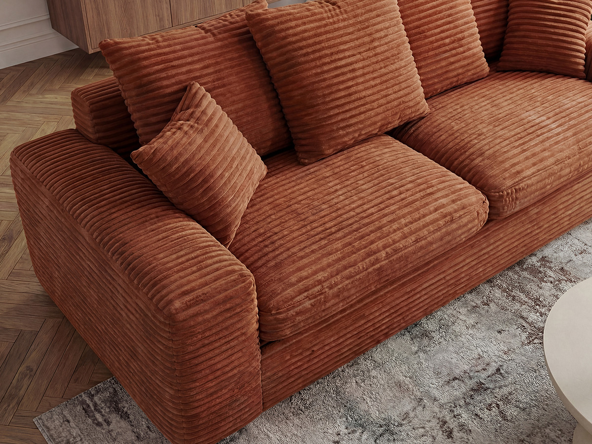 Bobochic Nevada Sofa 2,5-Sitzer Breitcord weich Orange