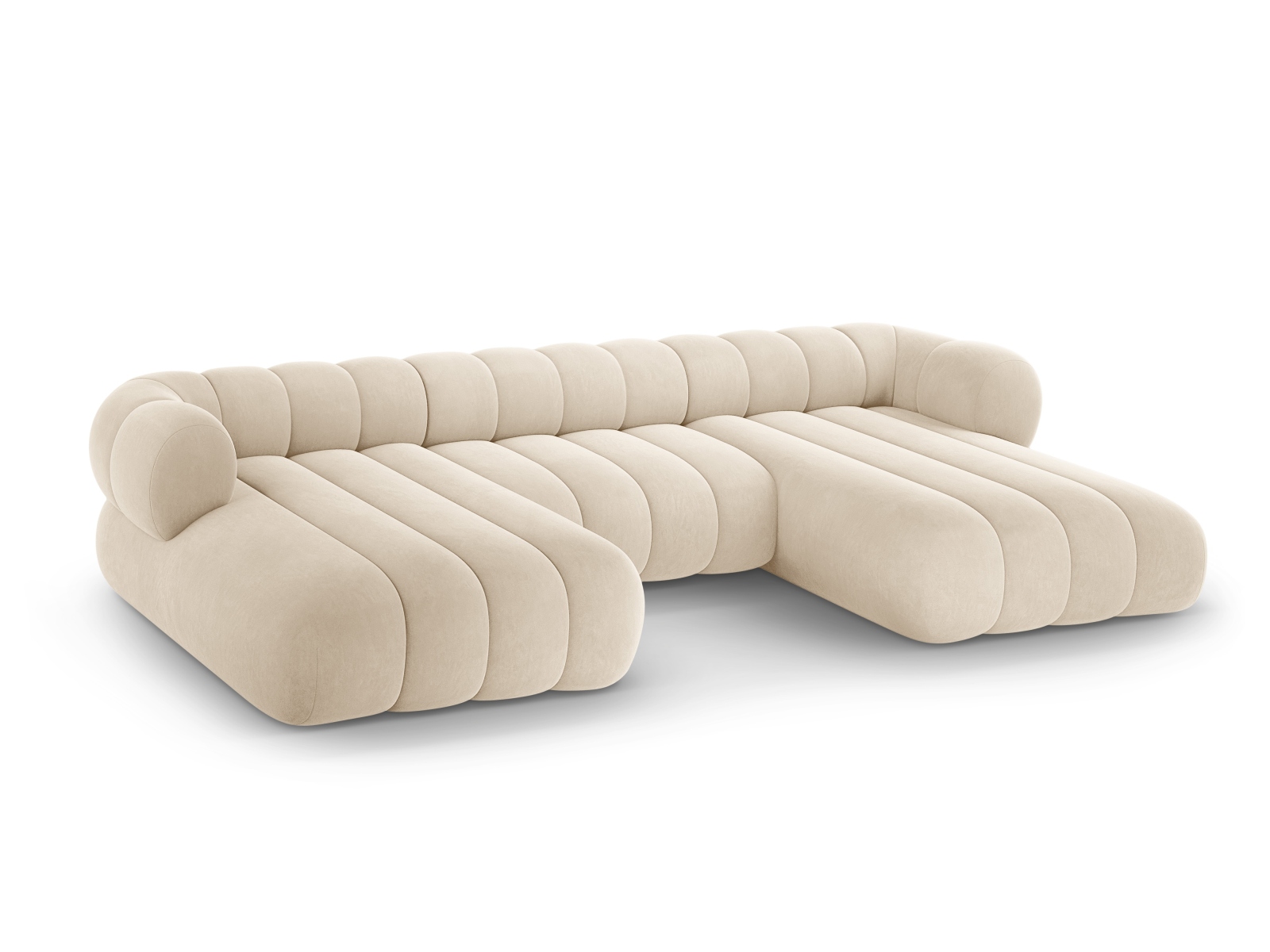 Cosmopolitan Design Panoramasofa Koge 6-Sitzer Samt Vogue Helles Beige