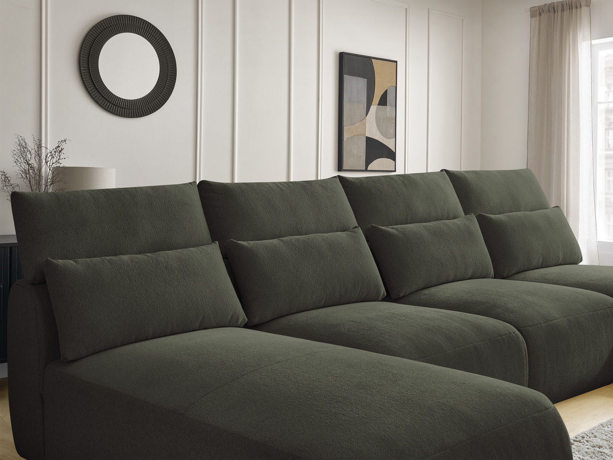 Bobochic Jana Wohnlandschaft mit kleinem Pouf Melange-Stoff Grün