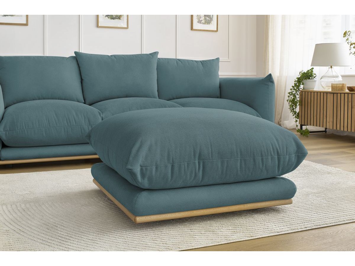 Bobochic Ernest Sofa 4-Sitzer mit Pouf Stoff Dunkelblau
