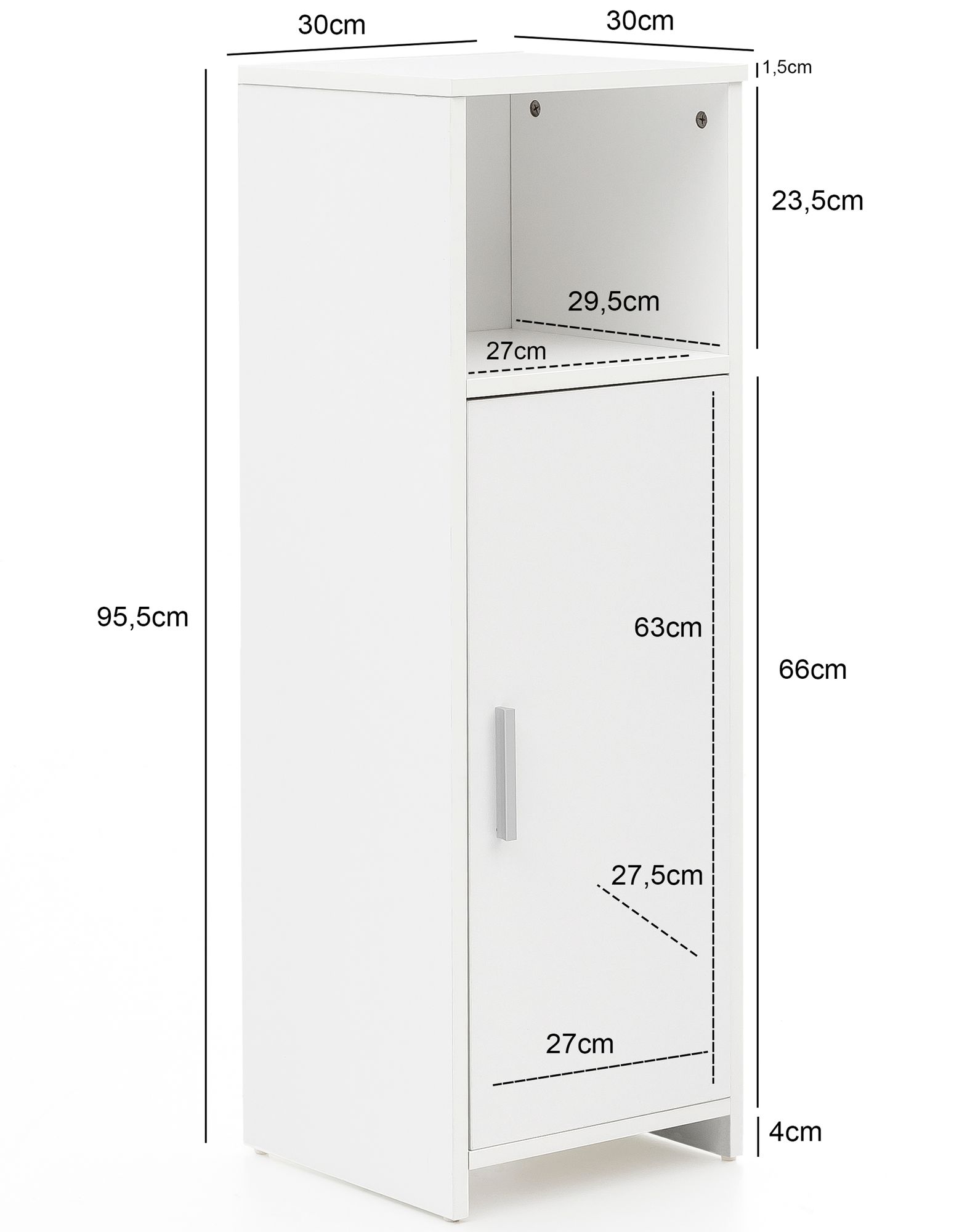 Unterschrank Hornum Weiß 30 × 30 × 95,5 cm