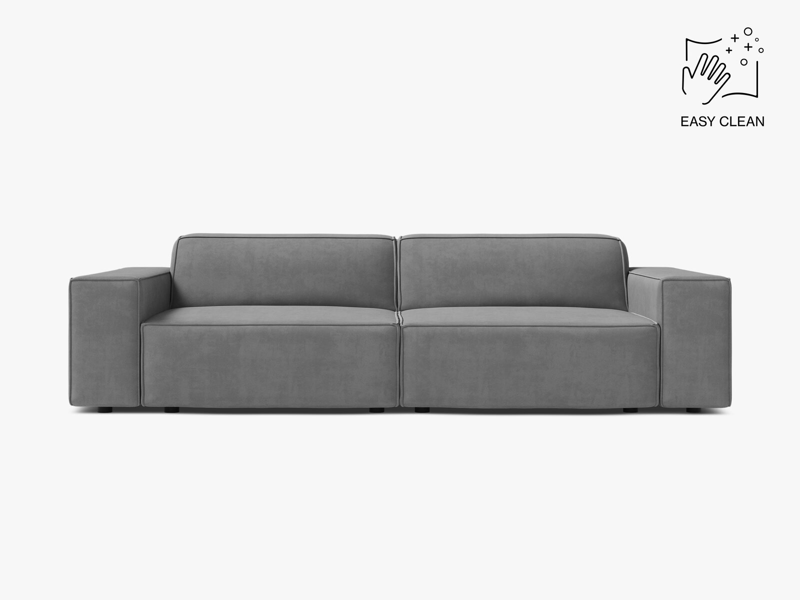 Micadoni 3-Sitzer Sofa Jodie Samt Venus Hellgrau