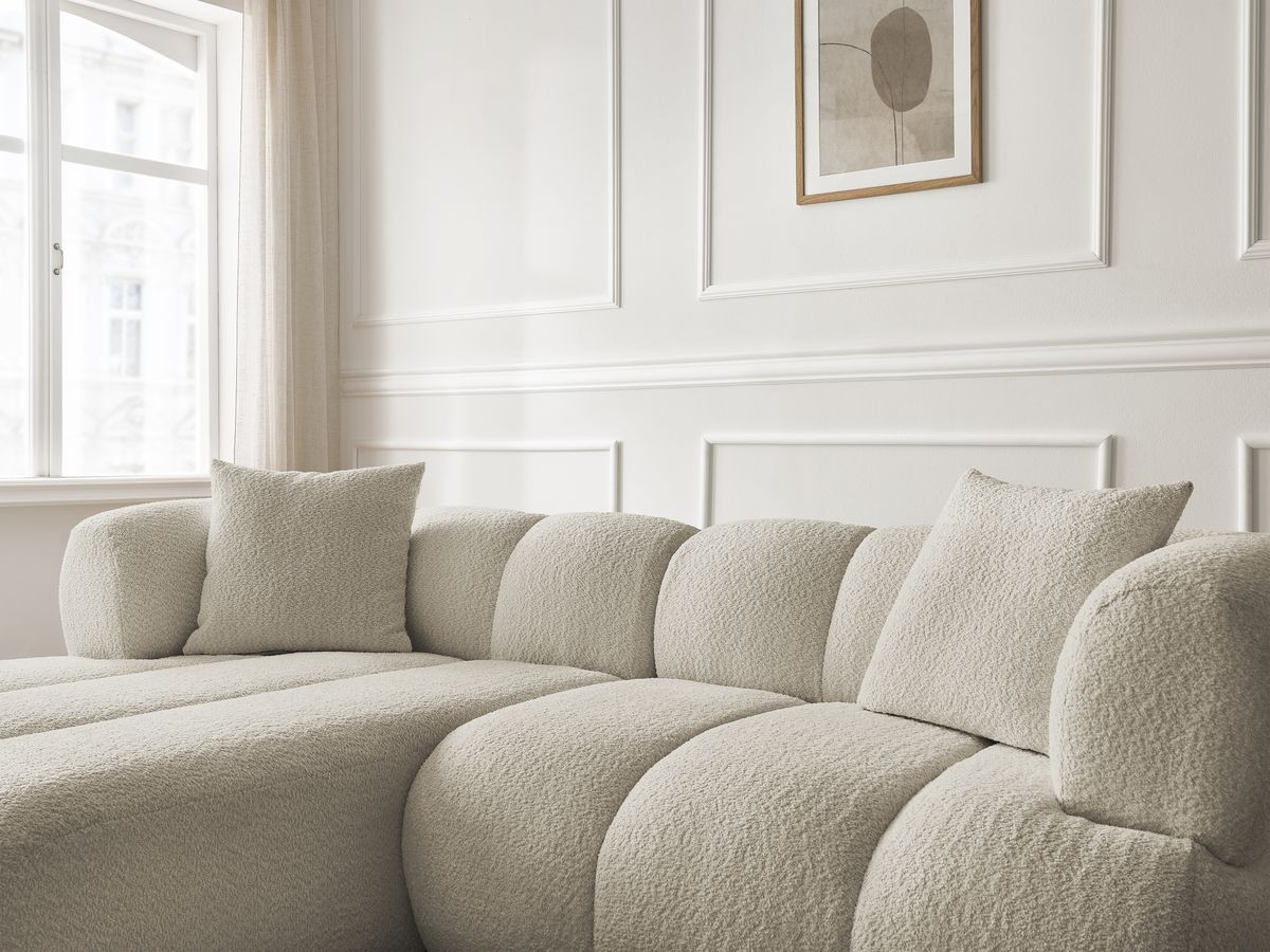 Bobochic Pamira Ecksofa Bouclé-Stoff Beige Ecke links