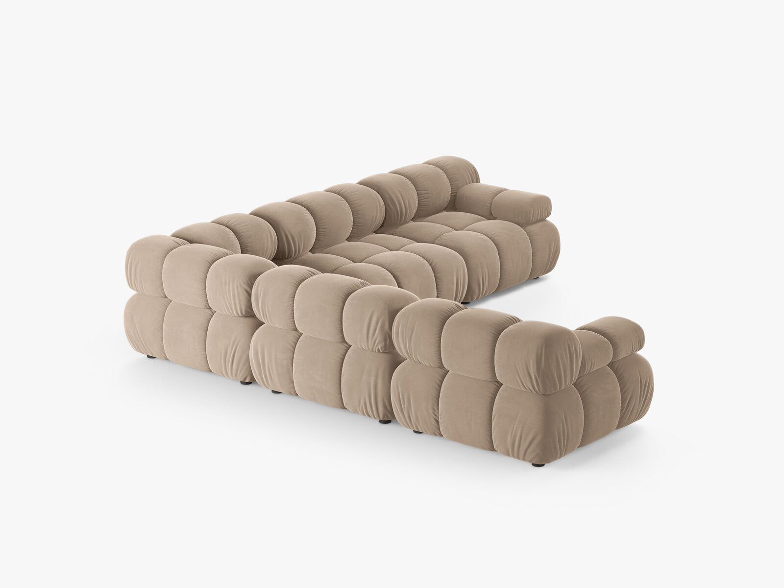 Micadoni Symmetrisches Ecksofa Bellis 5-Sitzer Samt Venus Beige