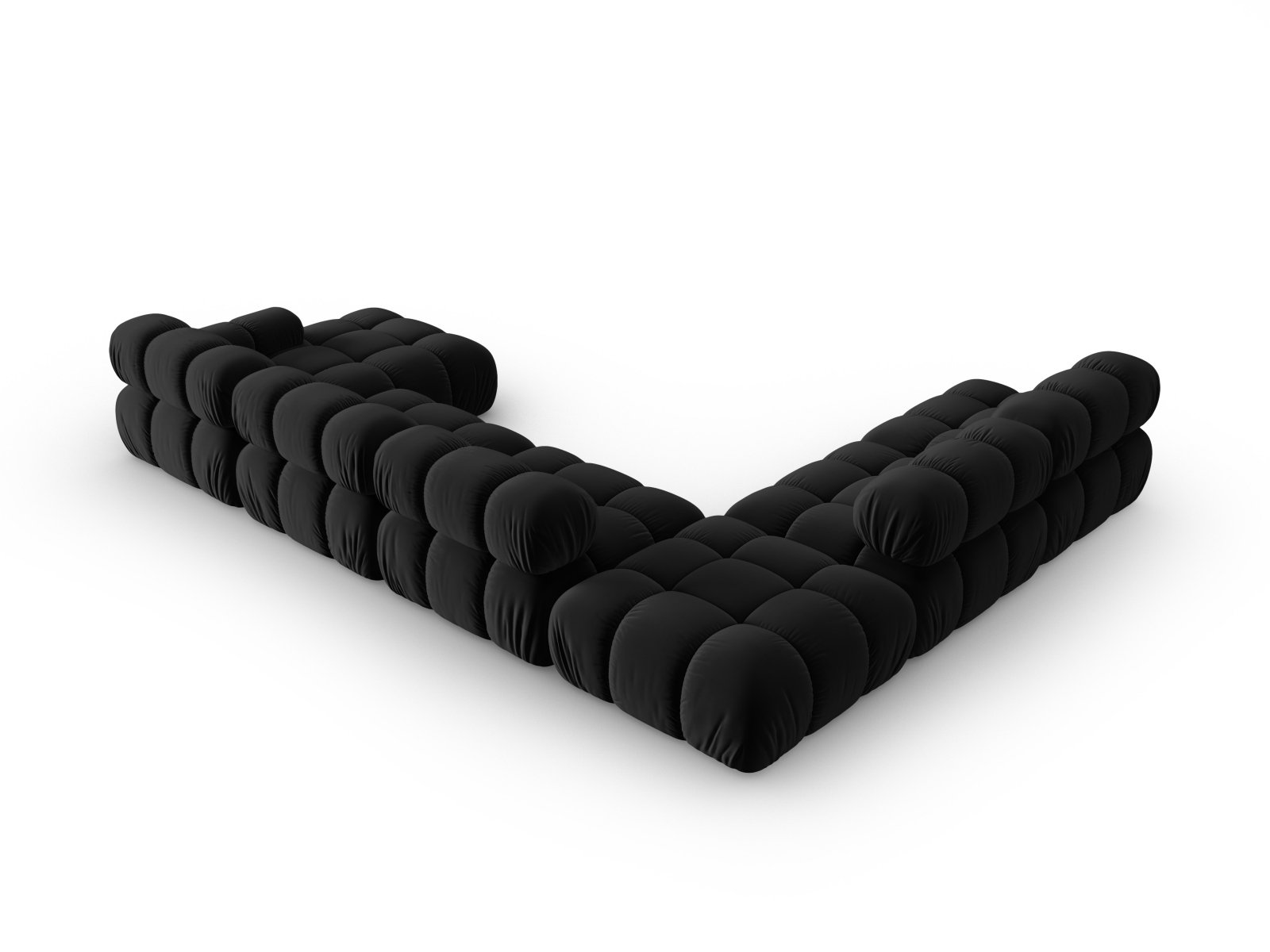 Micadoni Modulares Panorama Ecksofa Bellis 7-Sitzer Links Samt Bluvel Schwarz